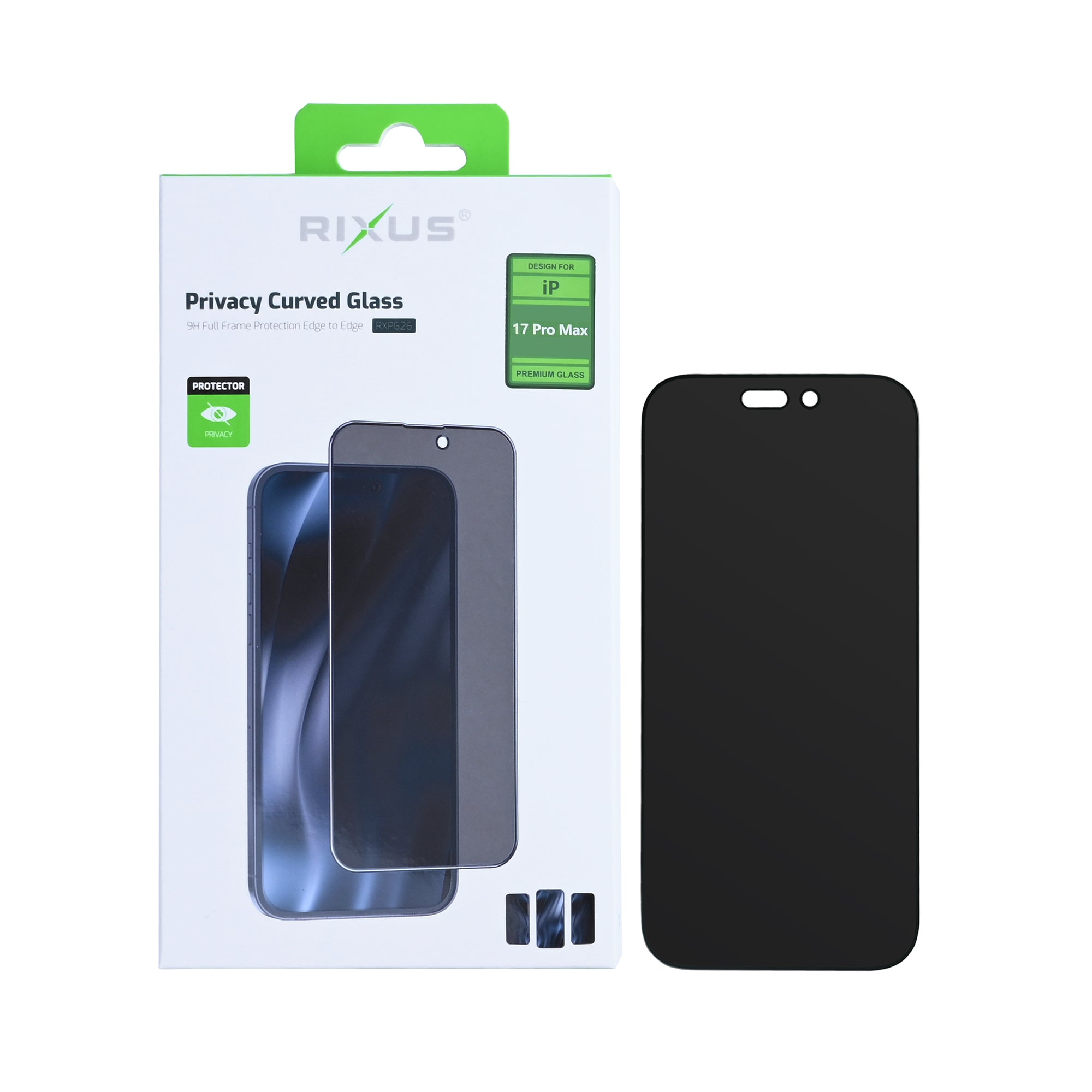 Rixus Privacy Full Curved Edge Panzerglas für Apple iPhone 17 Pro Max