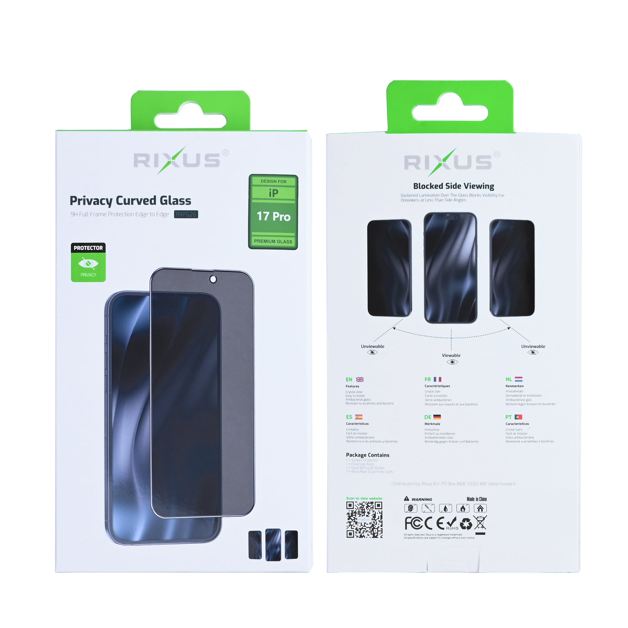 Rixus Privacy Full Curved Edge Panzerglas für Apple iPhone 17 Pro – Bild 2