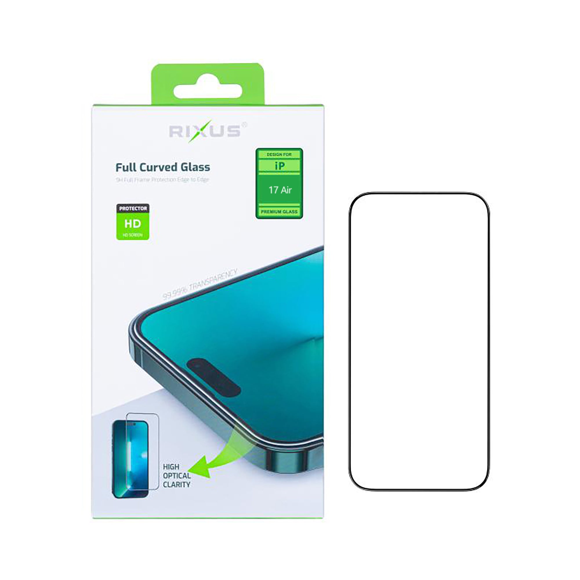 Rixus Clear HD Full Curved Edge Panzerglas für Apple iPhone 17 Air