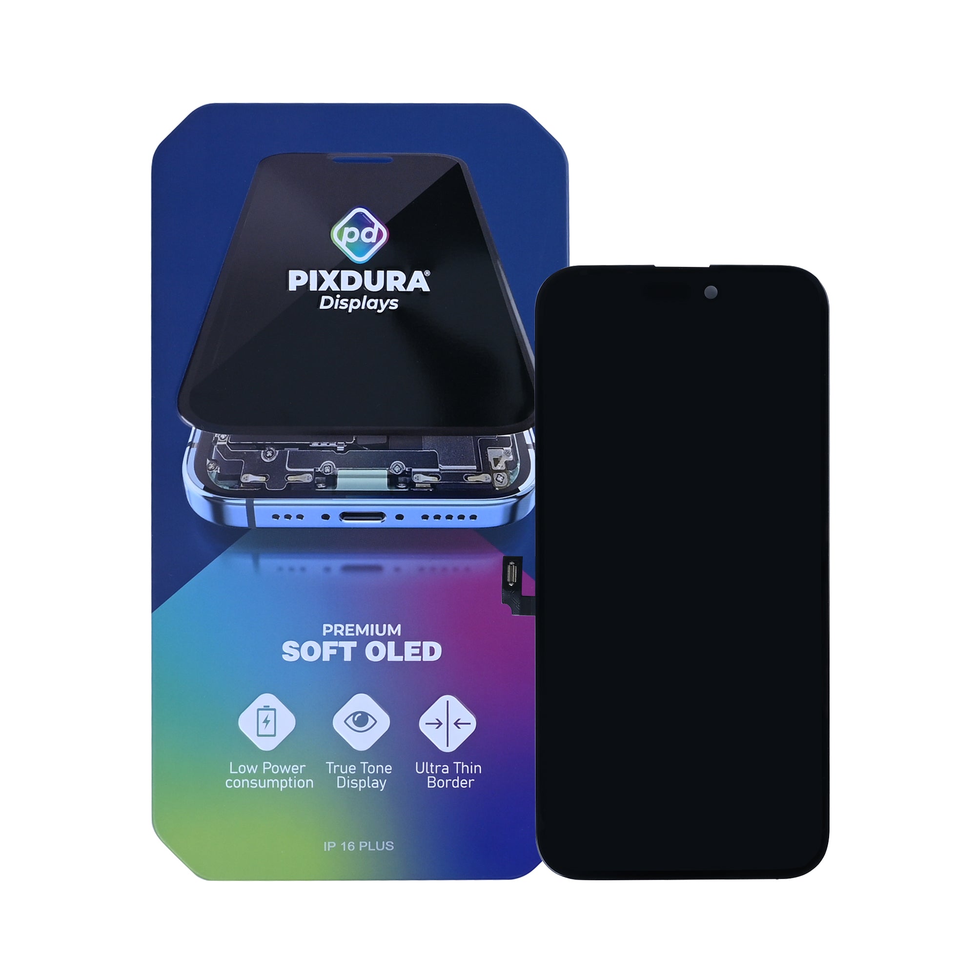 PIXDURA Display für iPhone 16 Plus Soft OLED Premium 60Hz Touchscreen – Bild 2