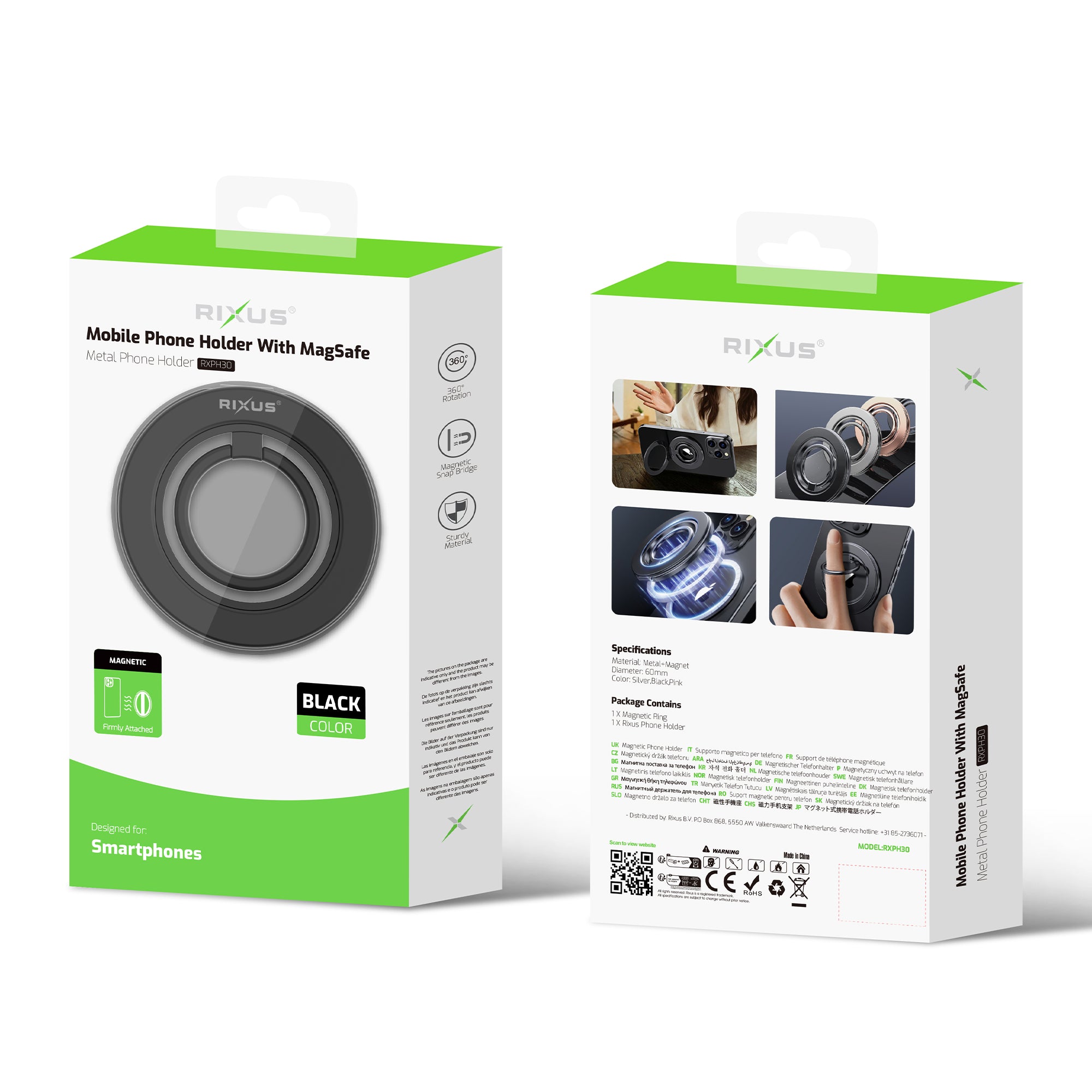Rixus RXPH30B MagGo Magnetic Ring Holder Titanium Black – Bild 5