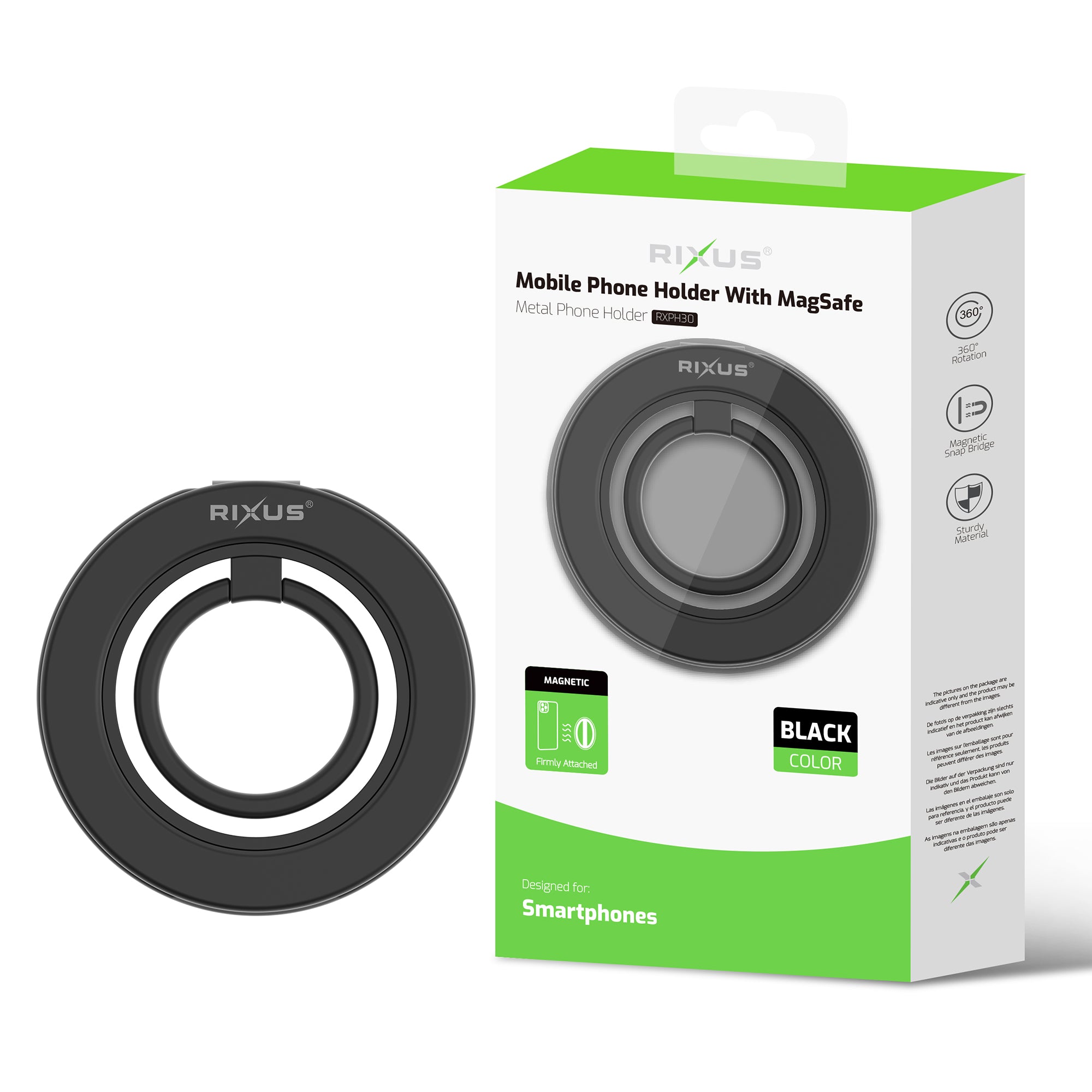 Rixus RXPH30B MagGo Magnetic Ring Holder Titanium Black – Bild 6