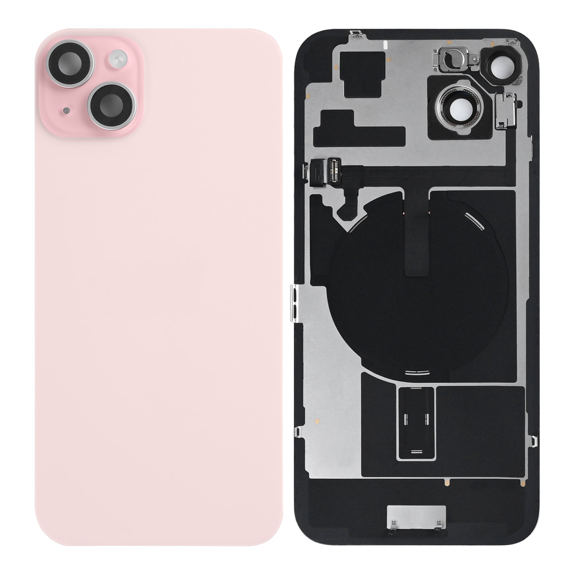 Für Apple iPhone 15 Rückglas mit NFC, Enlarged Kamera Rahmen Pink Original ausgebaut – Bild 3