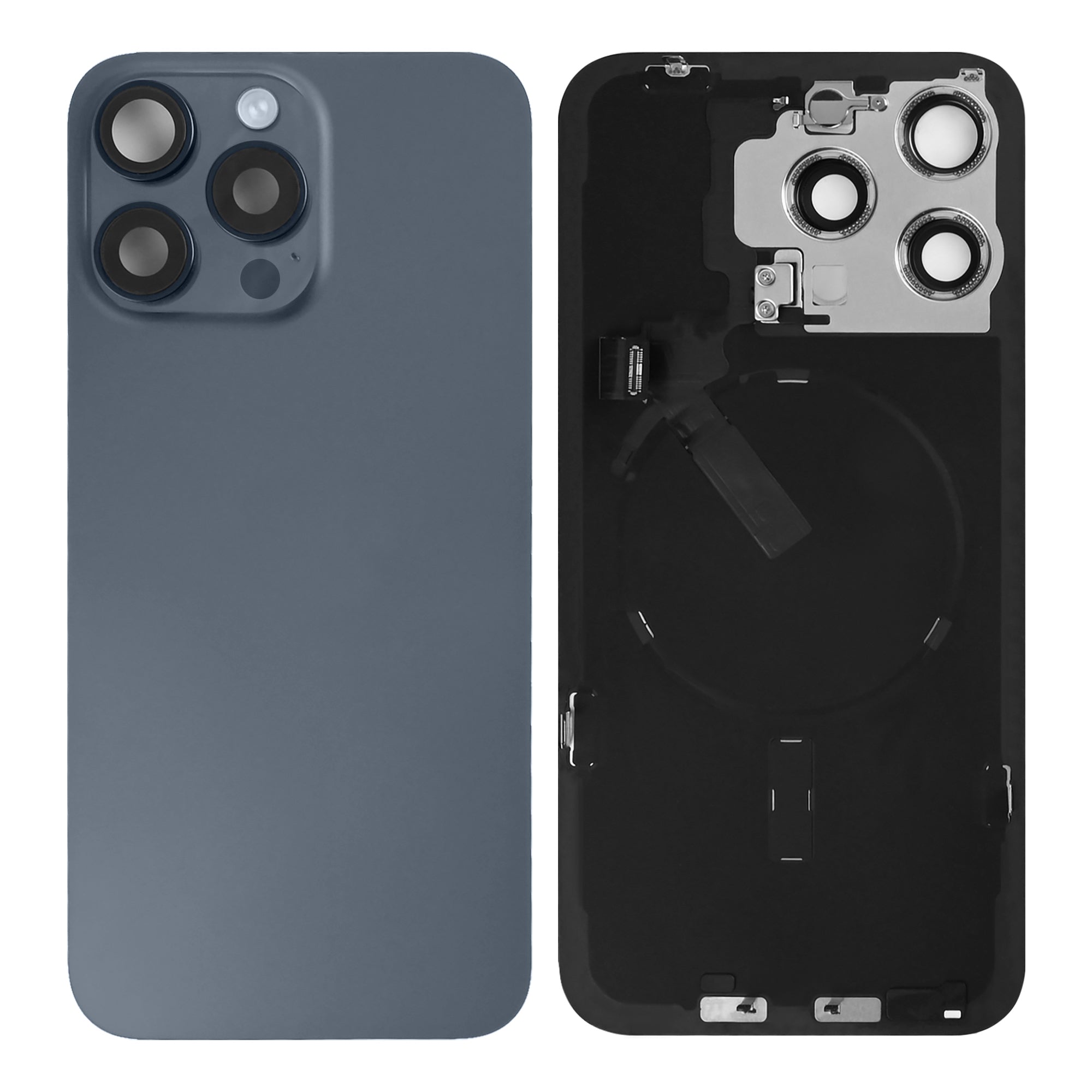 Für Apple iPhone 15 Pro Rückglas mit NFC, Enlarged Kamera Rahmen Blue Titanium Original ausgebaut – Bild 3