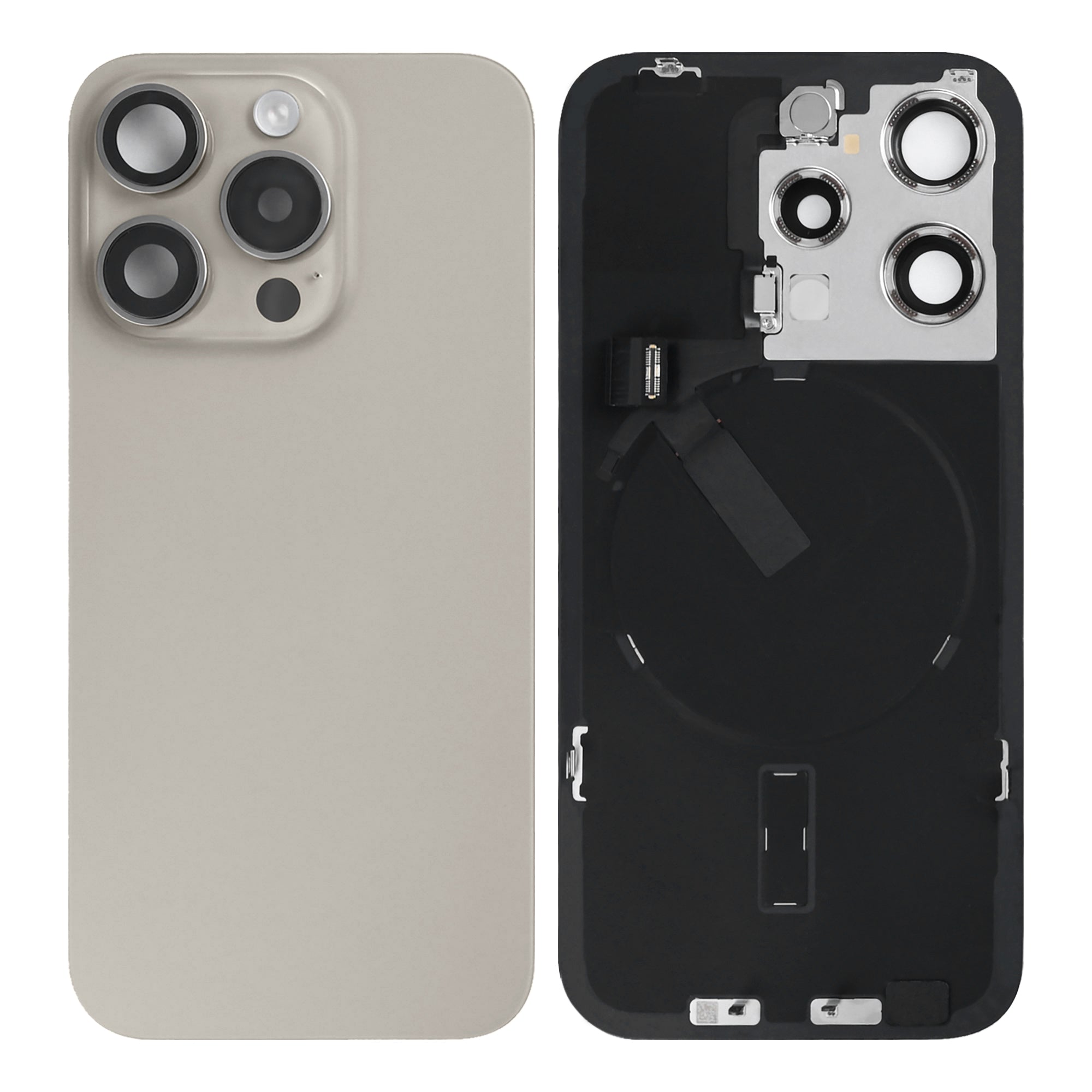 Für Apple iPhone 15 Pro Rückglas mit NFC, Enlarged Kamera Rahmen Natural Titanium Original ausgebaut – Bild 3