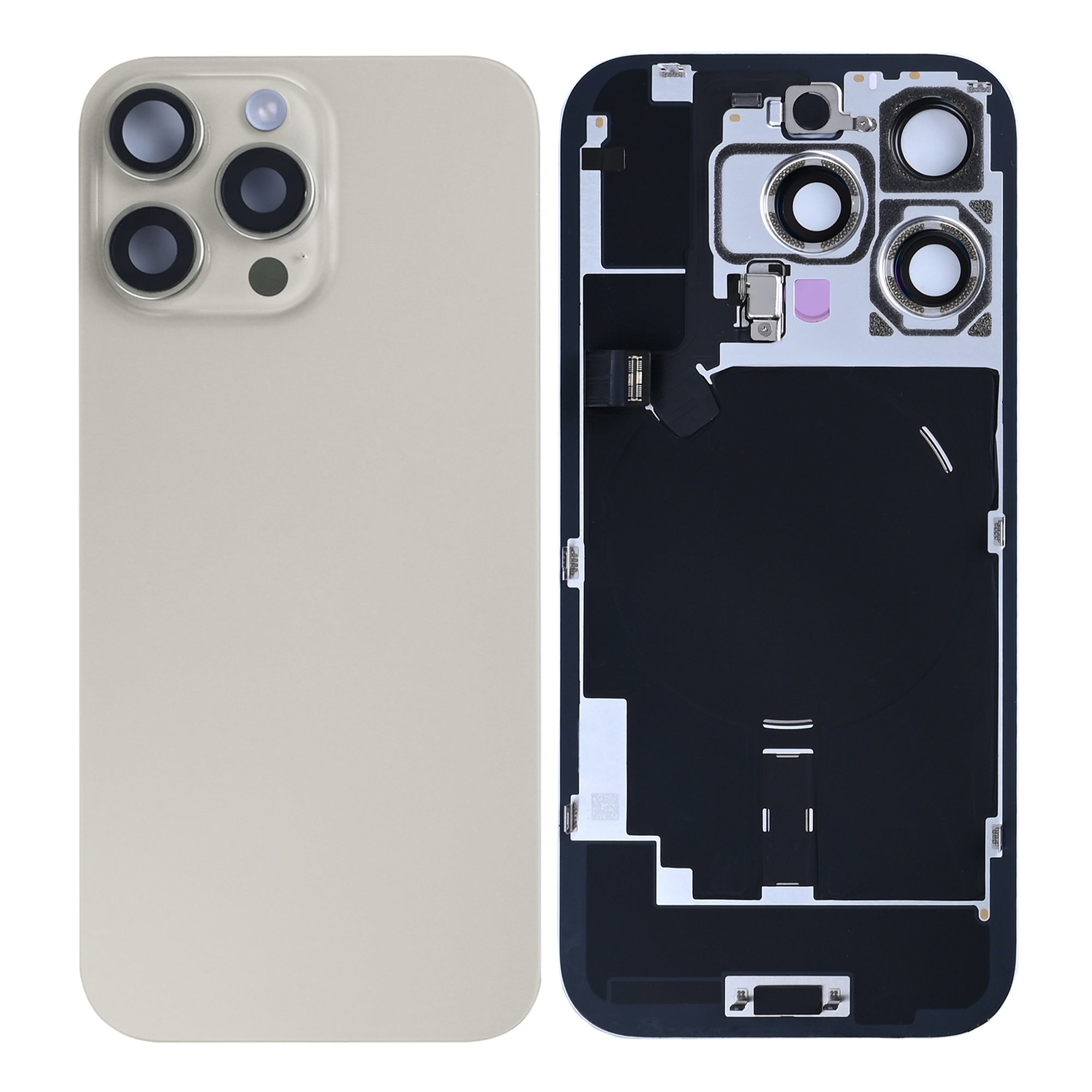 Für Apple iPhone 16 Pro Rückglas mit NFC, Enlarged Kamera Rahmen Natural Titanium Original ausgebaut – Bild 3