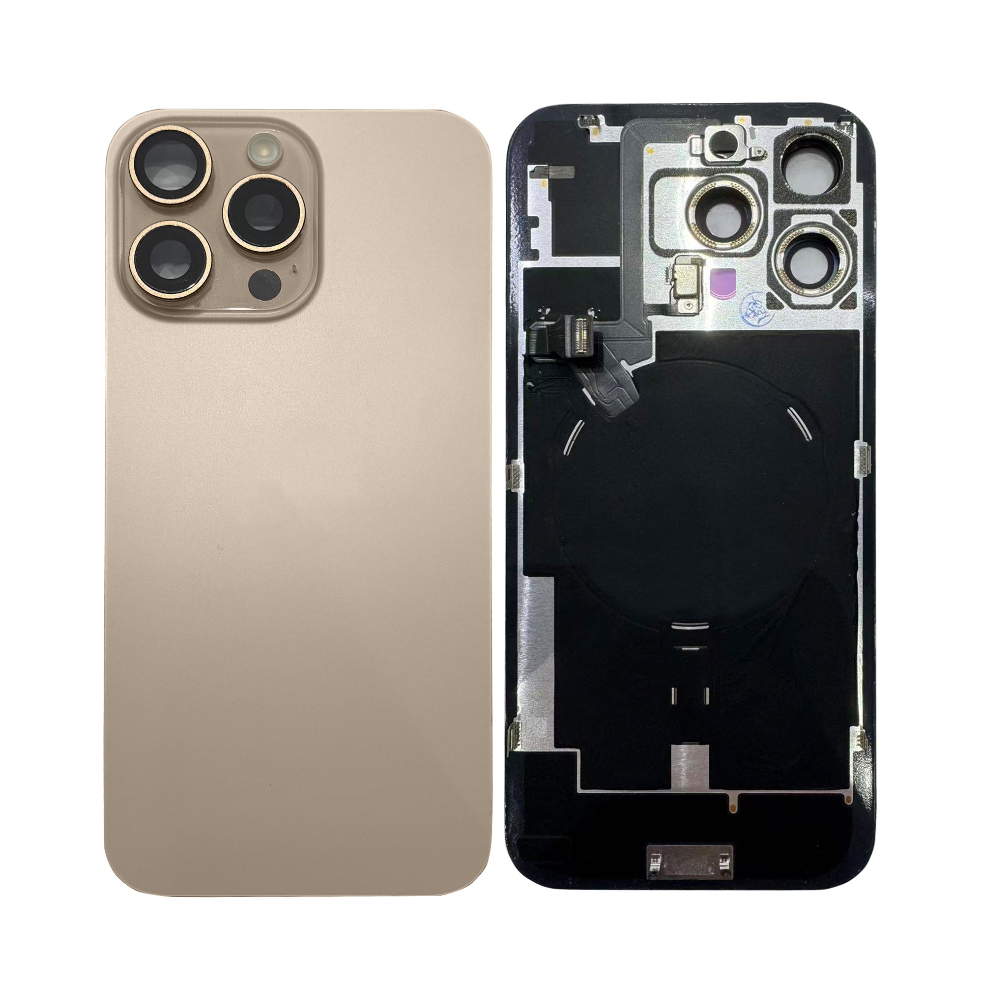 Für Apple iPhone 16 Pro Rückglas mit NFC, Enlarged Kamera Rahmen Desert Titanium Original ausgebaut – Bild 3