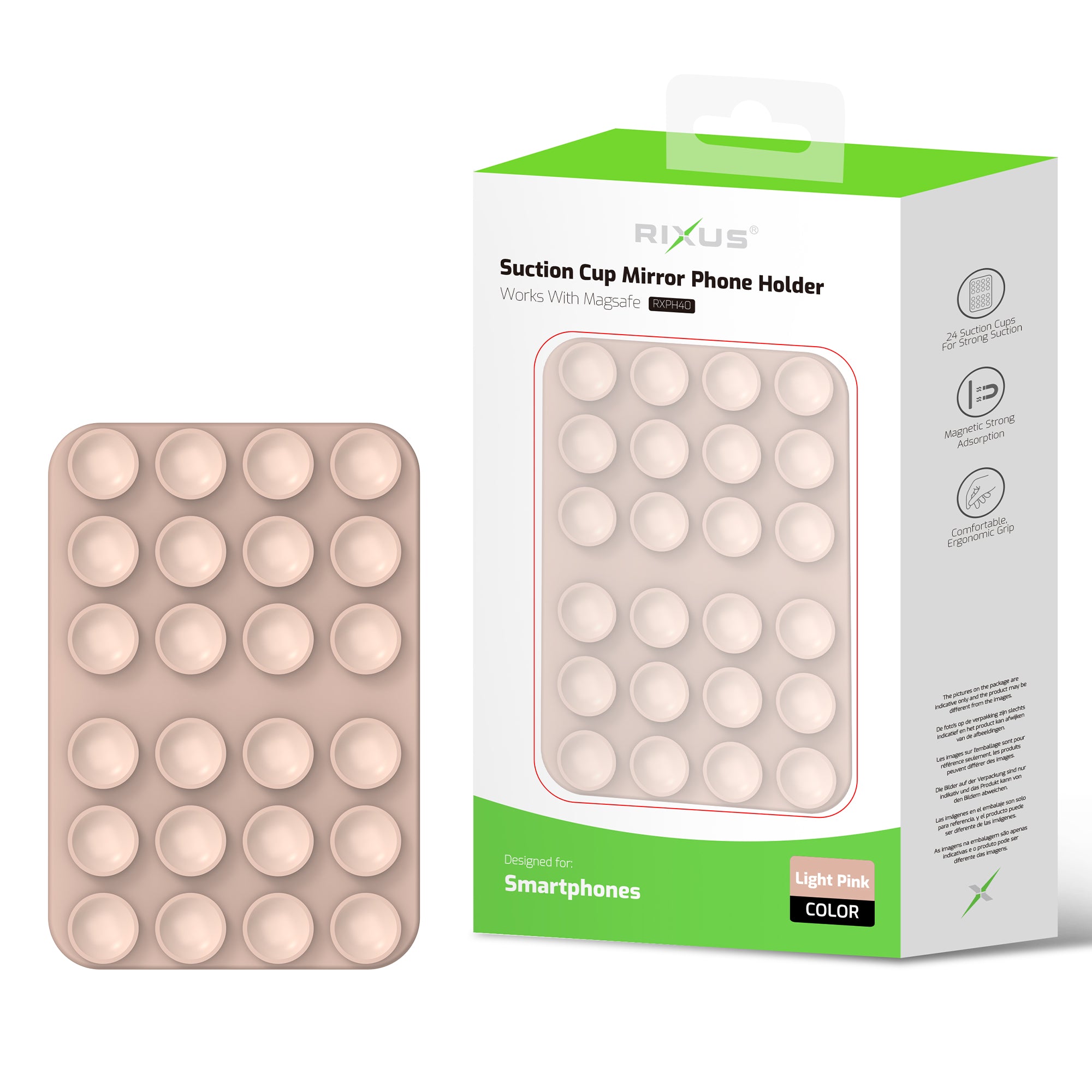 Rixus RXPH40 Suction Cup Mirror Phone Holder Light Pink – Bild 4