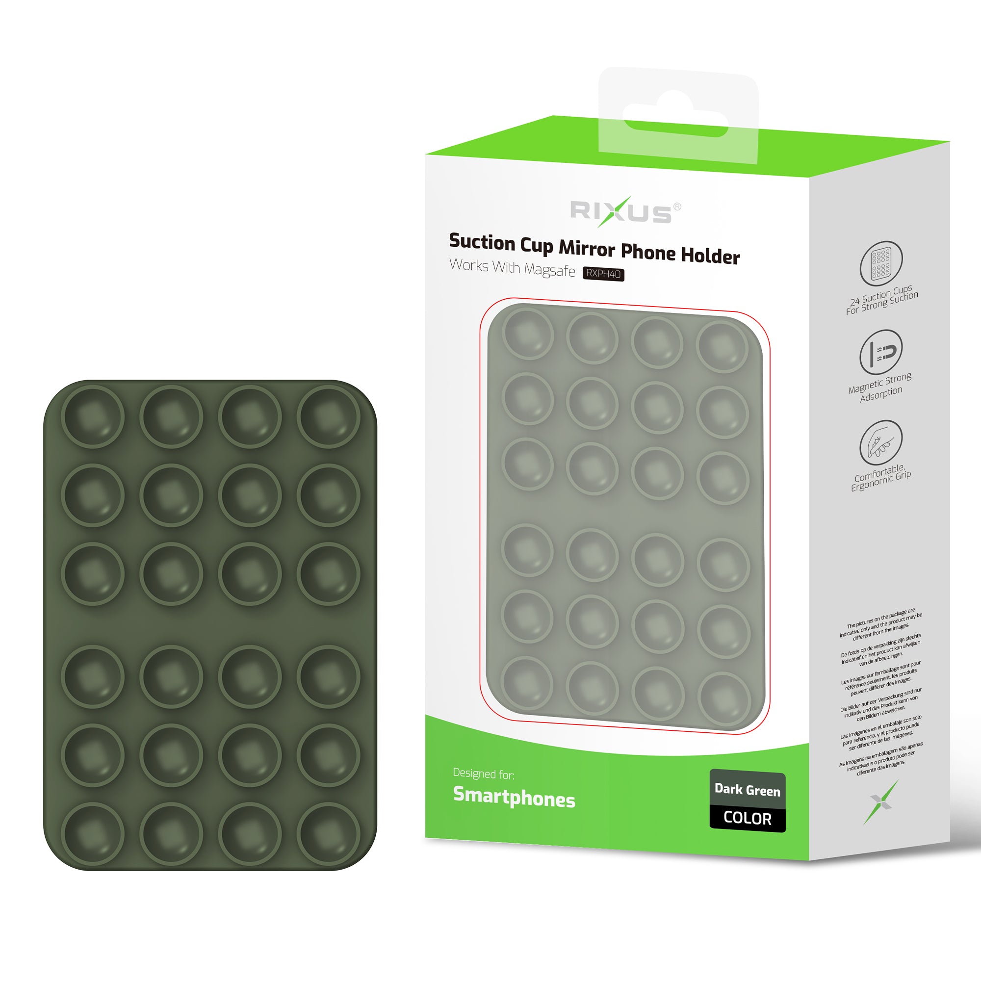 Rixus RXPH40D Suction Cup Mirror Phone Holder Dark Green – Bild 4