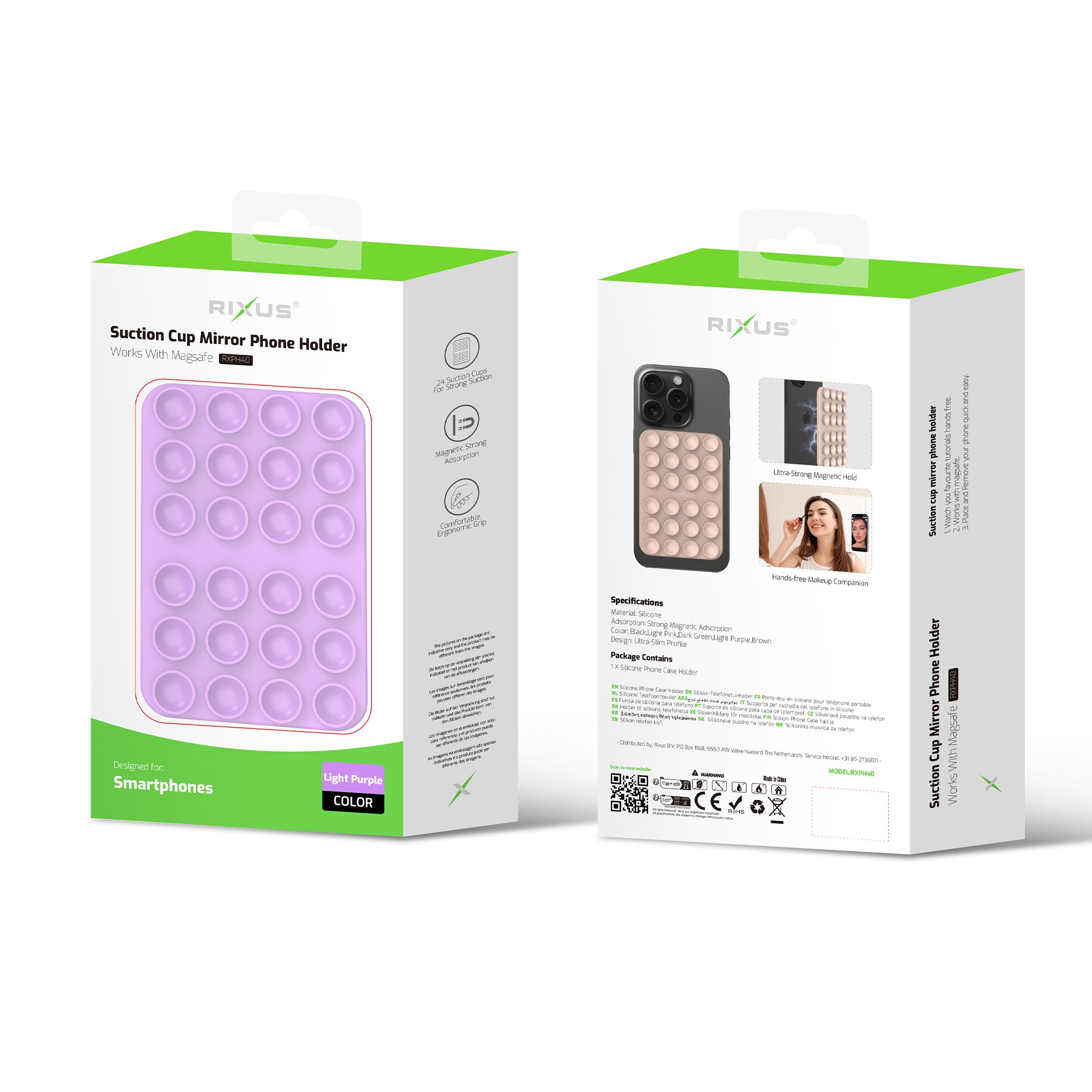Rixus RXPH40LP Suction Cup Mirror Phone Holder Light Purple – Bild 5
