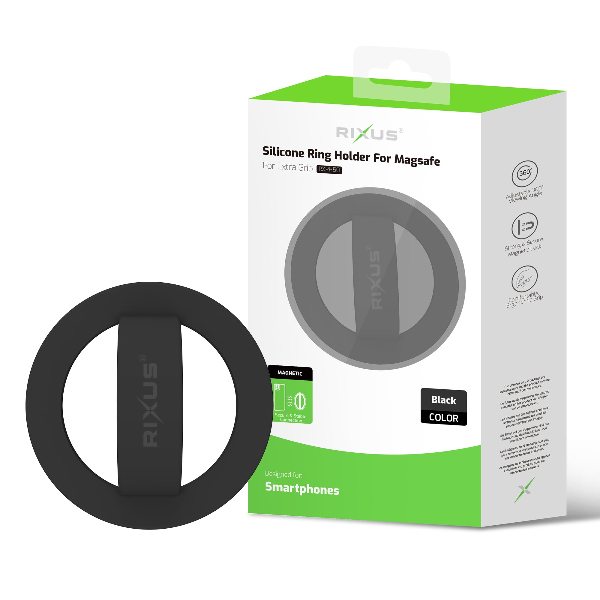 Rixus RXPH50B Silicone Ring Holder für MagSafe kompatibel Black – Bild 4