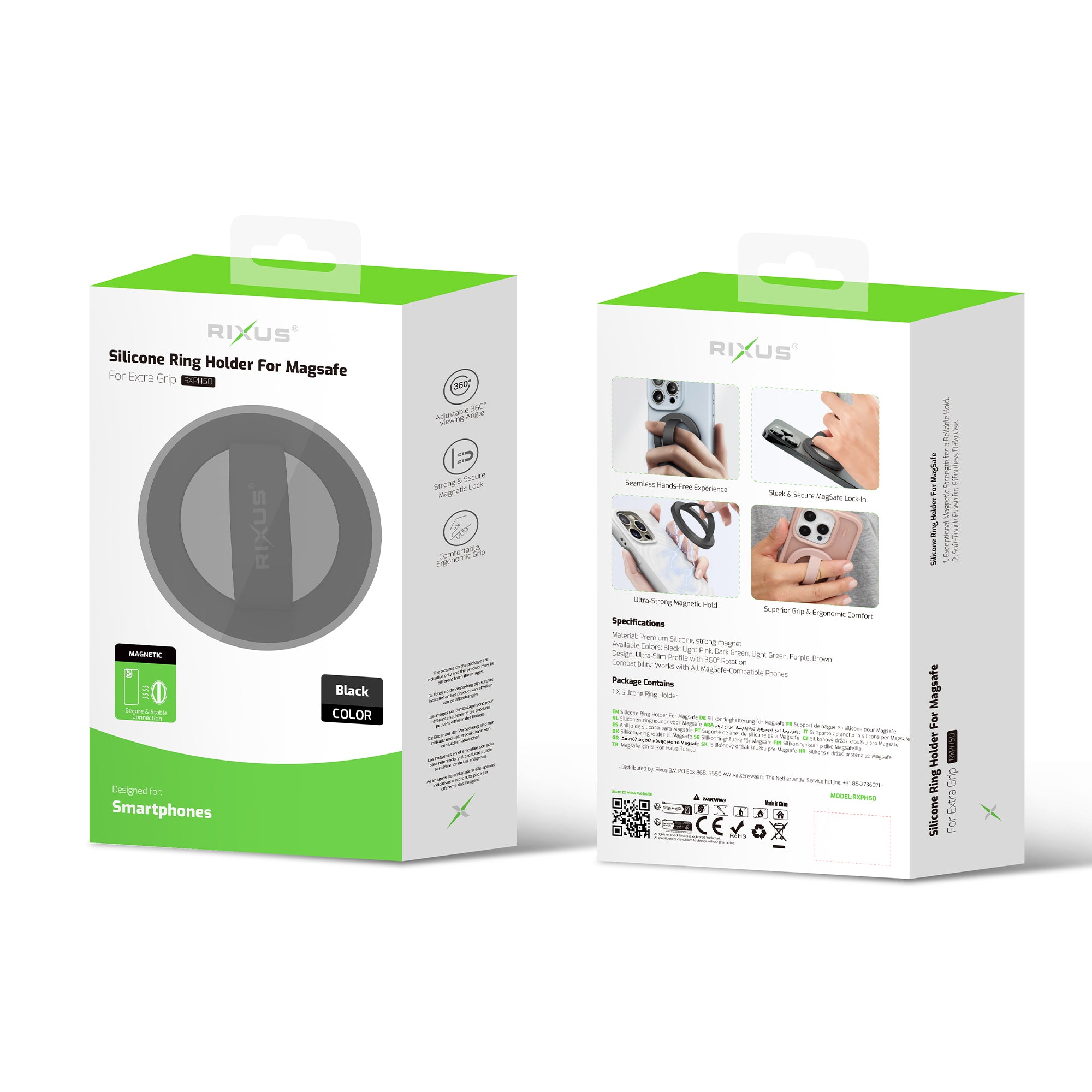 Rixus RXPH50B Silicone Ring Holder für MagSafe kompatibel Black – Bild 5