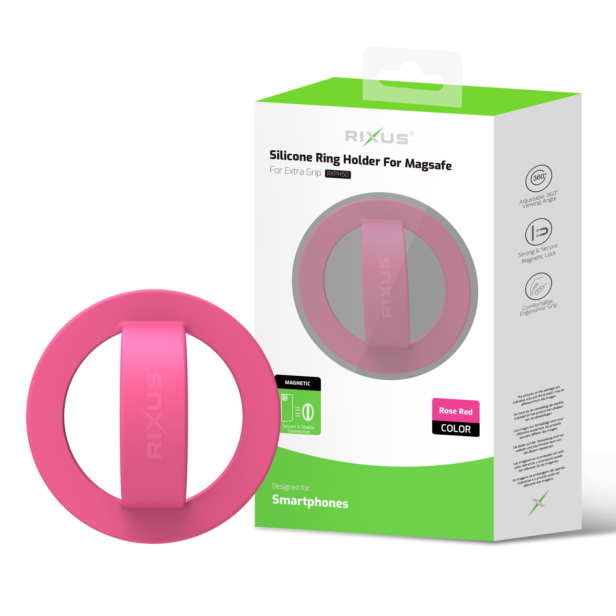 Rixus RXPH50L Silicone Ring Holder für MagSafe kompatibel Rose Red – Bild 4