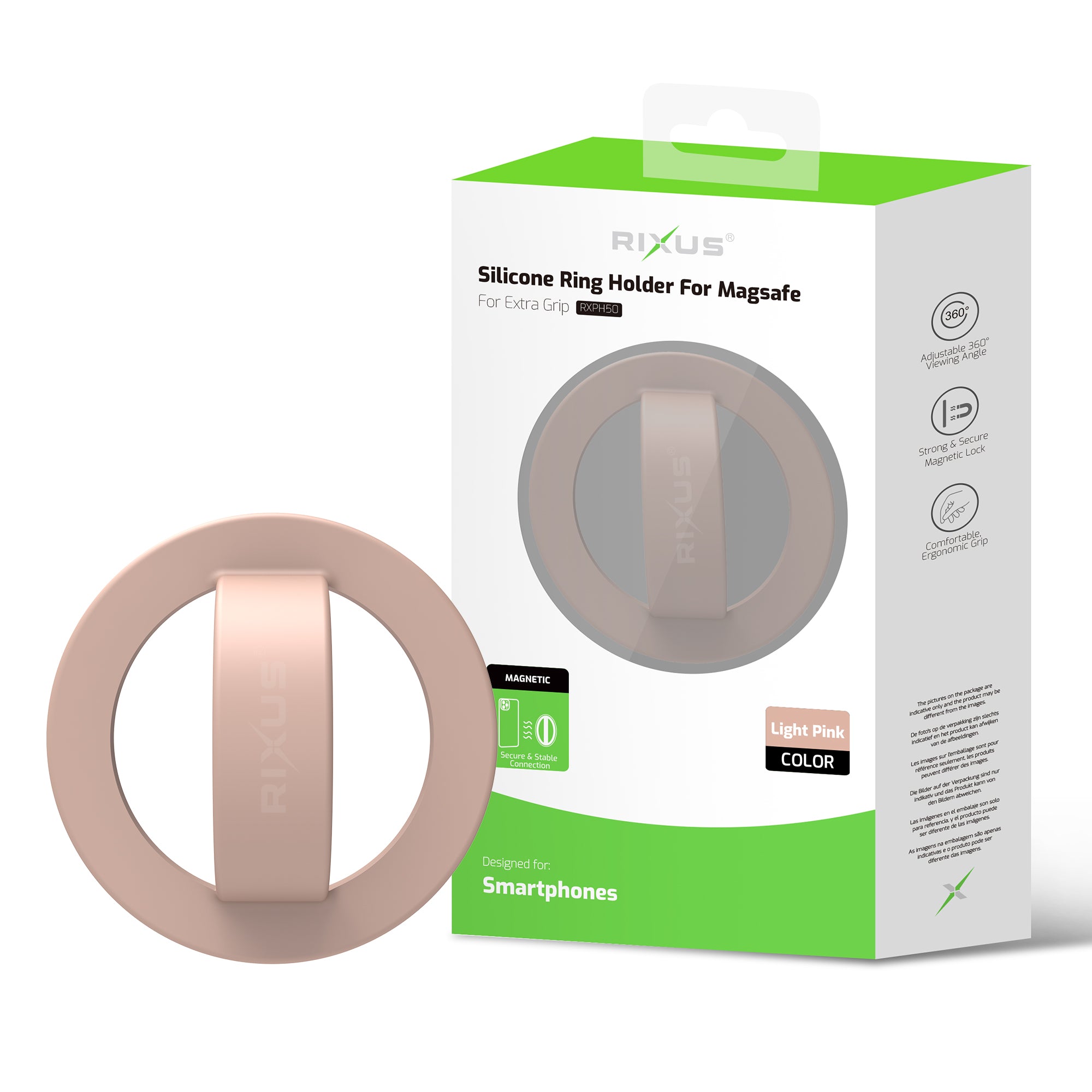Rixus RXPH50 Silicone Ring Holder für MagSafe kompatibel Light Pink – Bild 4
