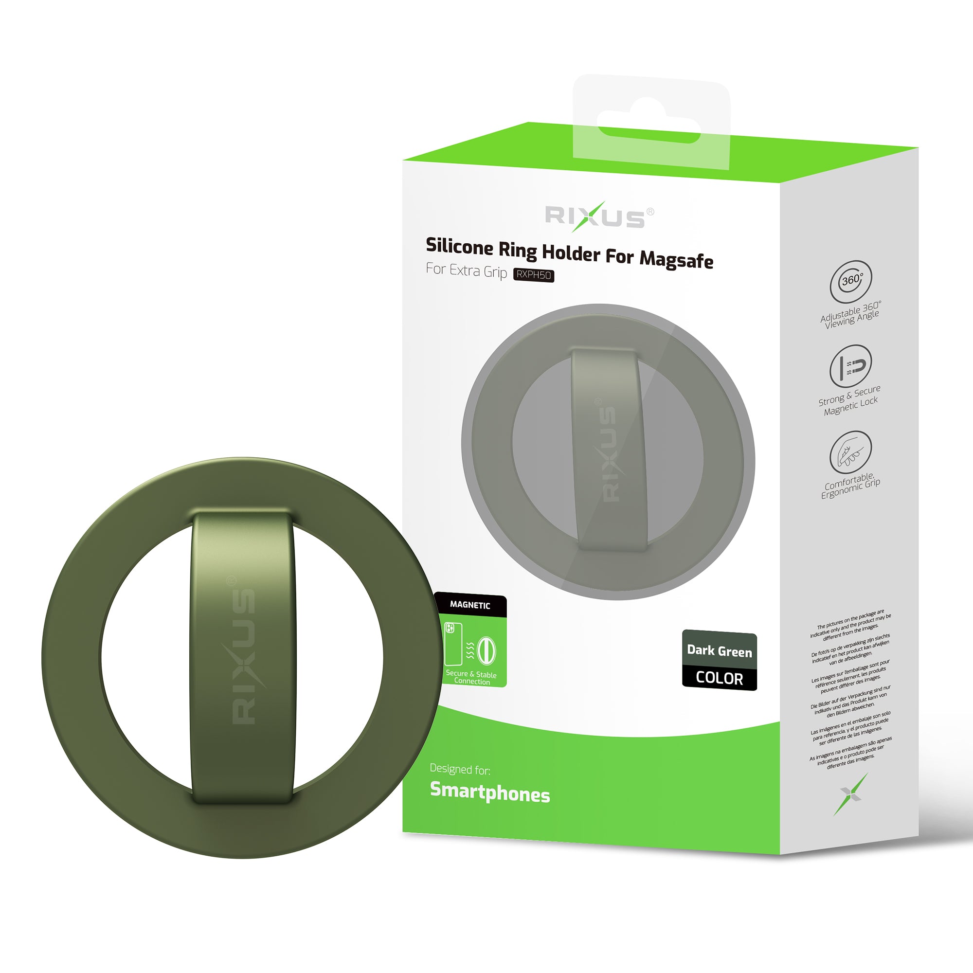 Rixus RXPH50D Silicone Ring Holder für MagSafe kompatibel Dark Green – Bild 4