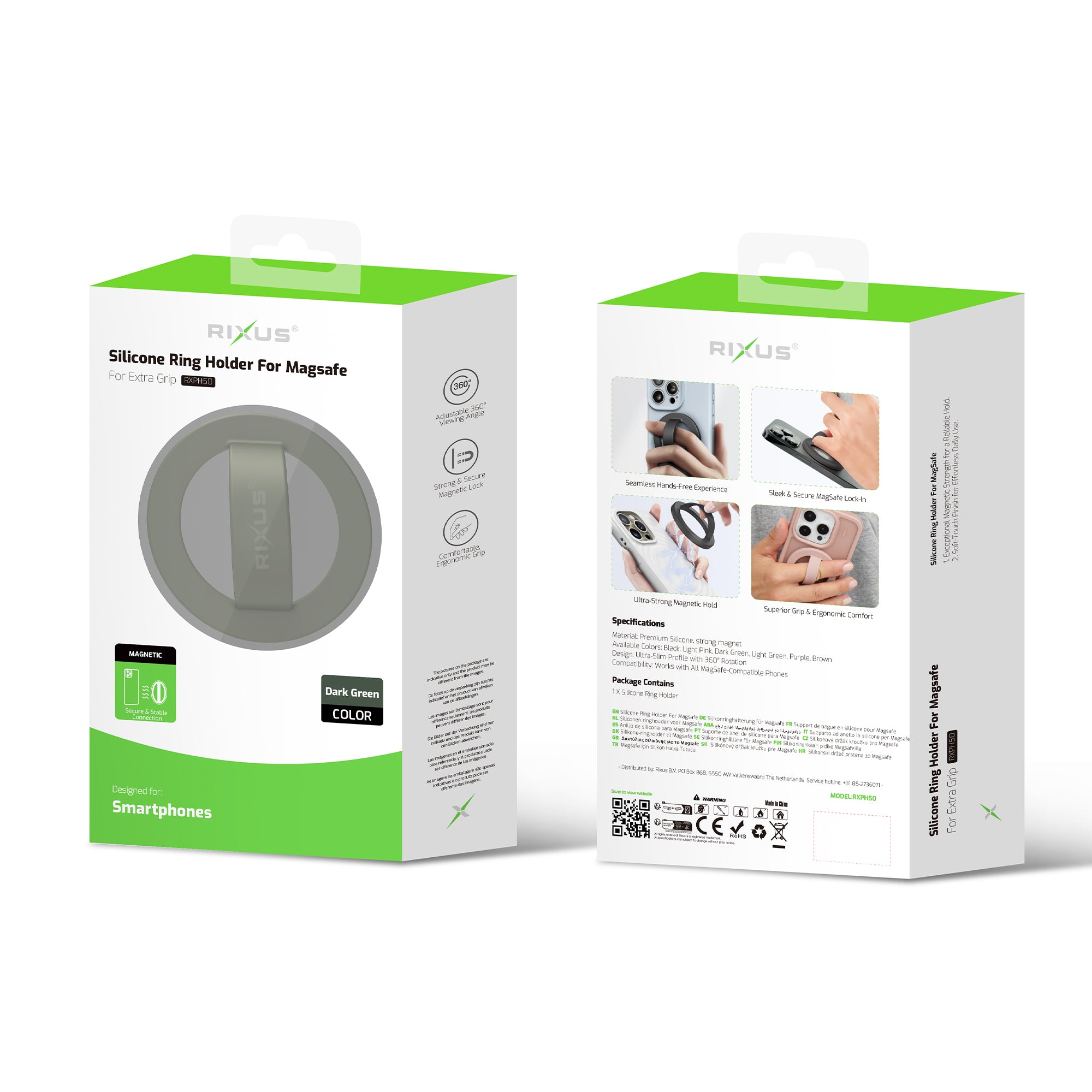 Rixus RXPH50D Silicone Ring Holder für MagSafe kompatibel Dark Green – Bild 5