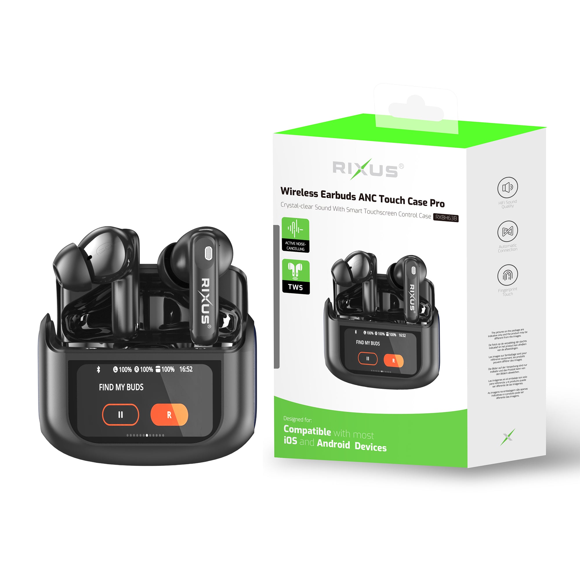 Rixus RXBH63B Wireless Earbuds Touch Hülle Pro Black – Bild 3
