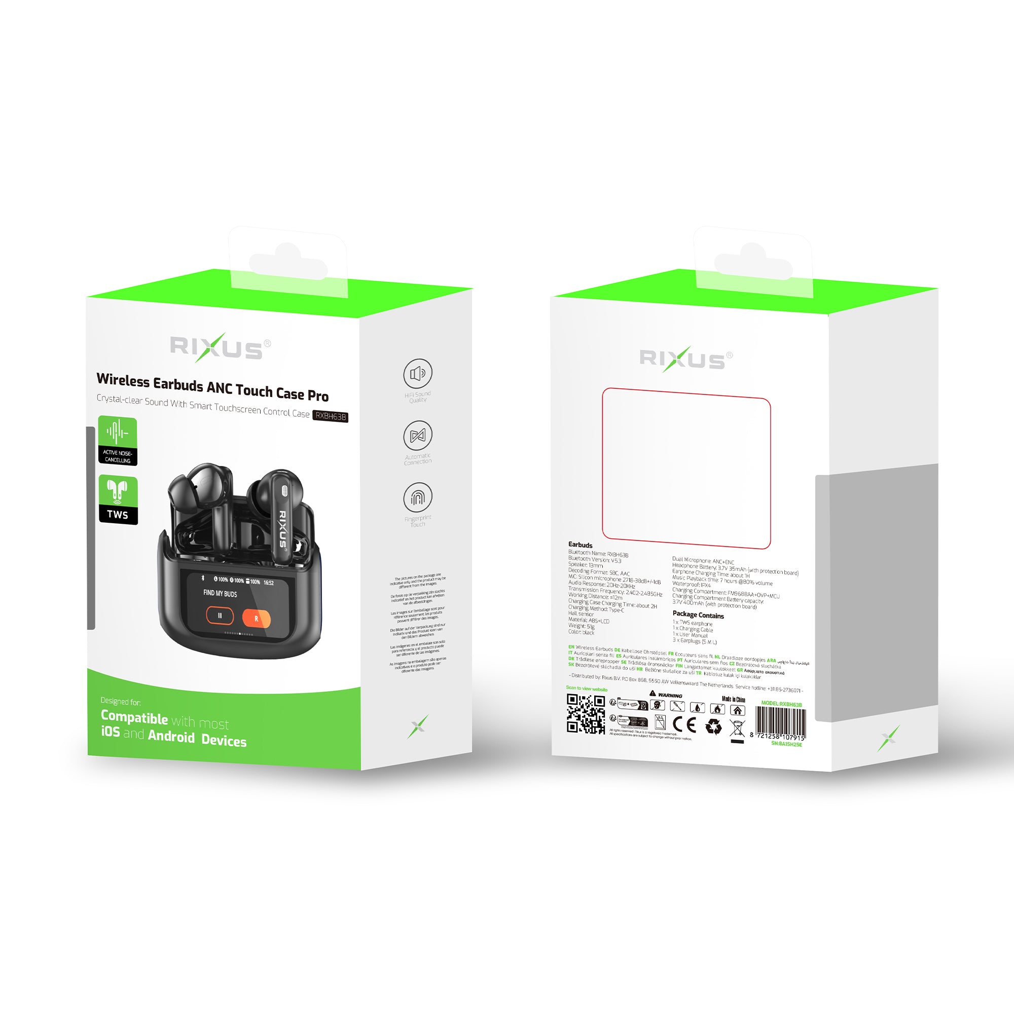 Rixus RXBH63B Wireless Earbuds Touch Hülle Pro Black – Bild 4