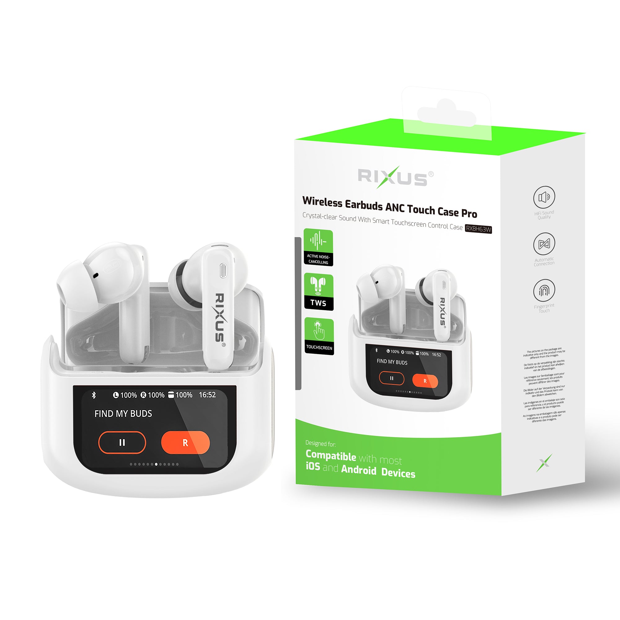 Rixus RXBH63W Wireless Earbuds Touch Hülle Pro White – Bild 3