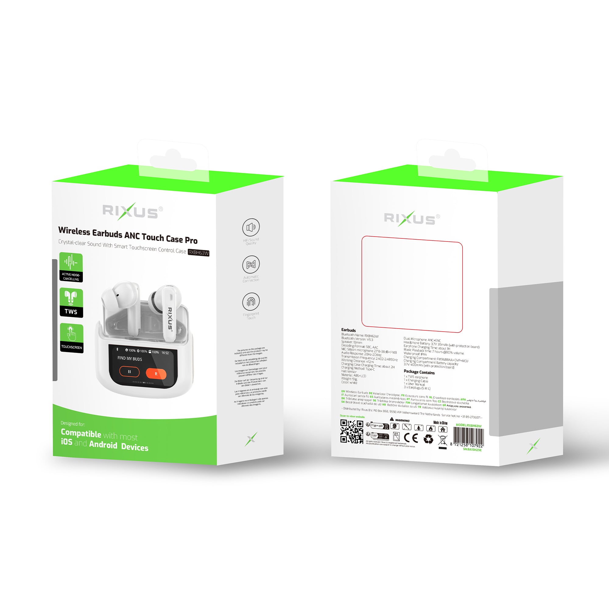 Rixus RXBH63W Wireless Earbuds Touch Hülle Pro White – Bild 4