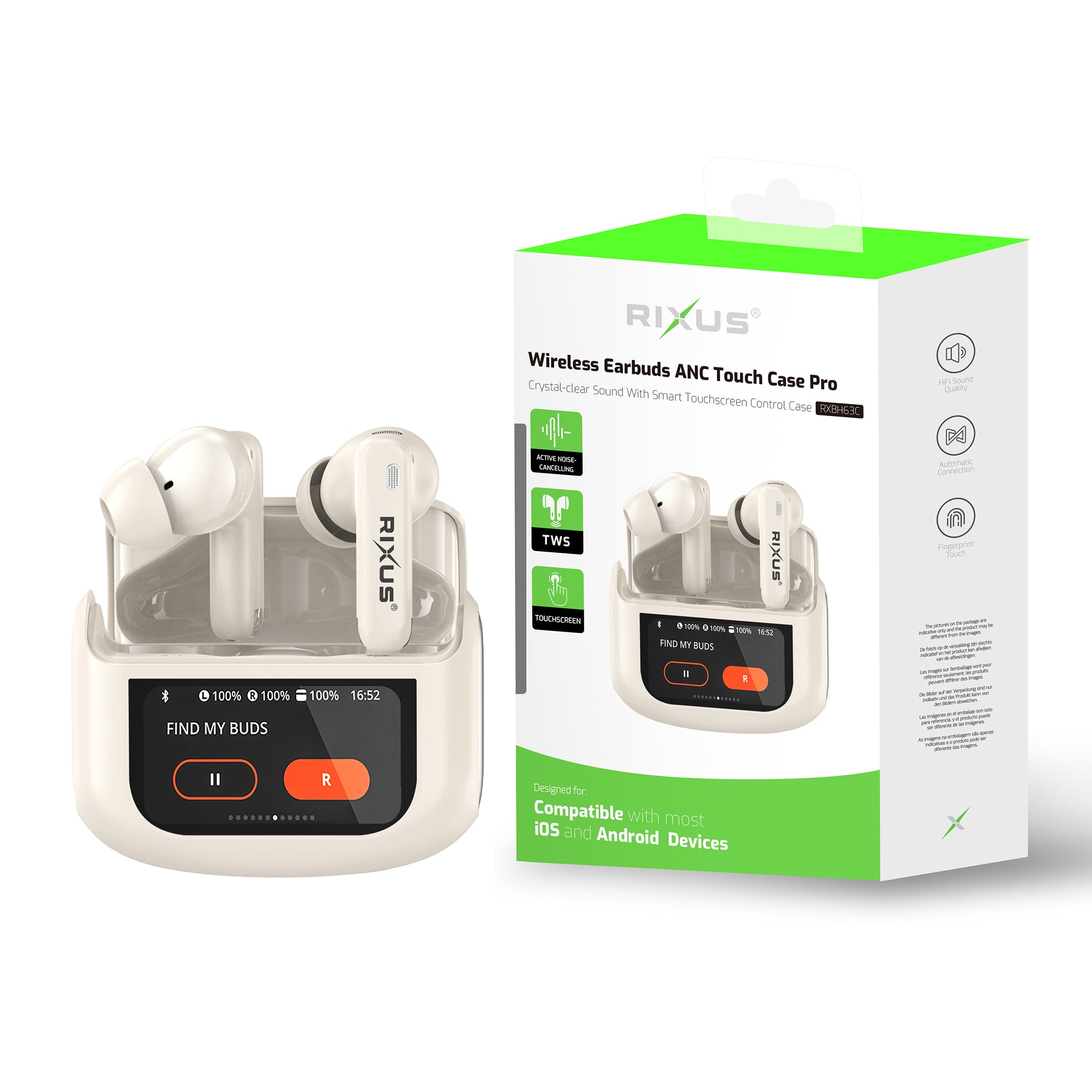 Rixus RXBH63C Wireless Earbuds Touch Hülle Pro Beige – Bild 3