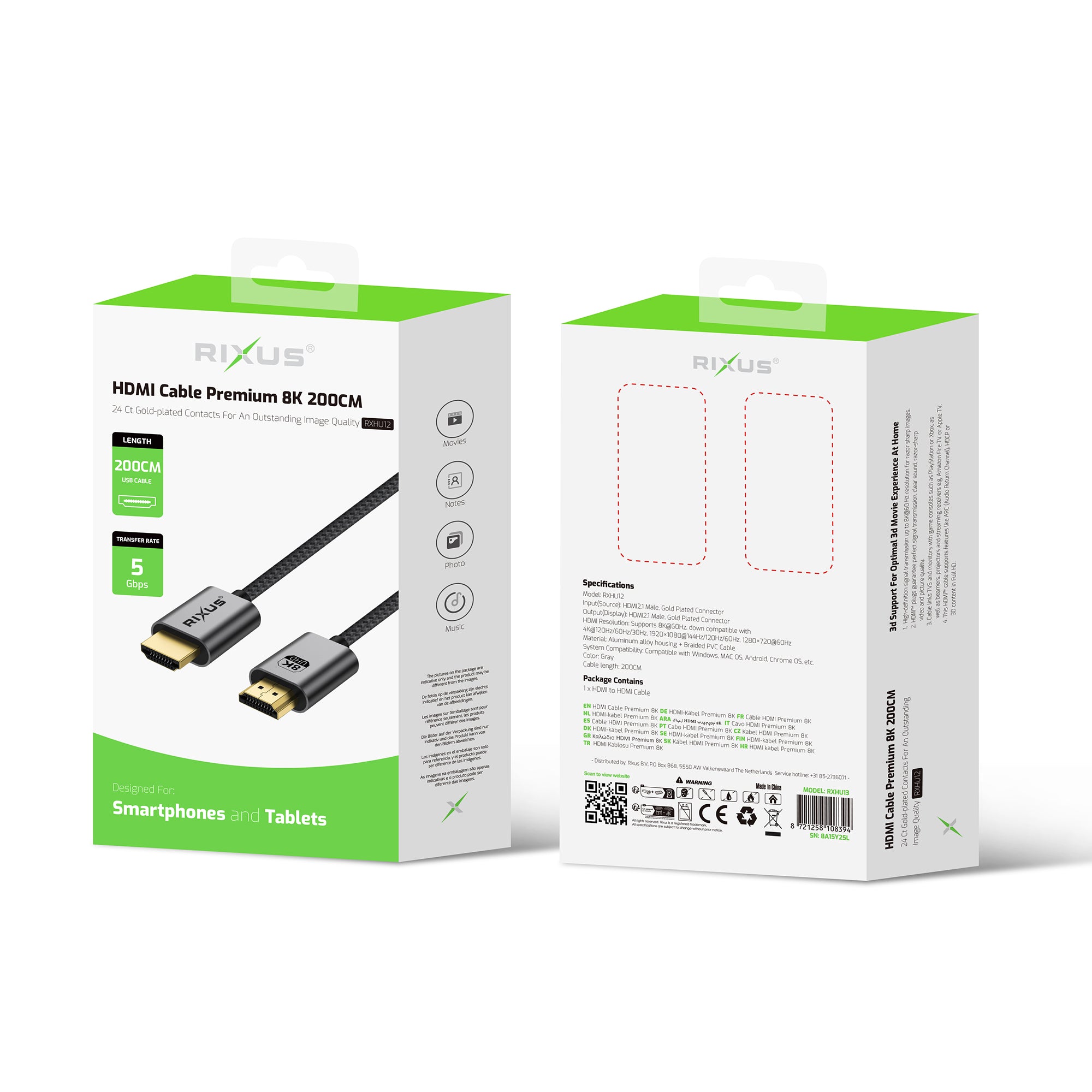 Rixus RXHU12 HDMI Kabel Premium 8K 2m Space Gray – Bild 4