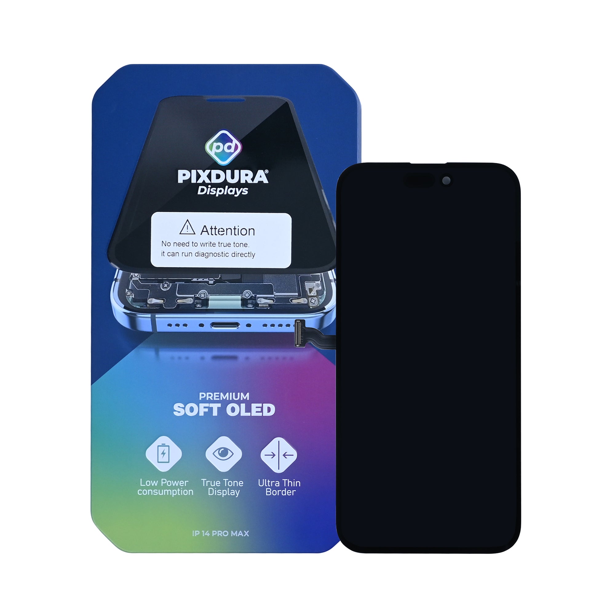 PIXDURA Display für iPhone 14 Pro Max Soft OLED diagnosefähig 120Hz – Bild 2
