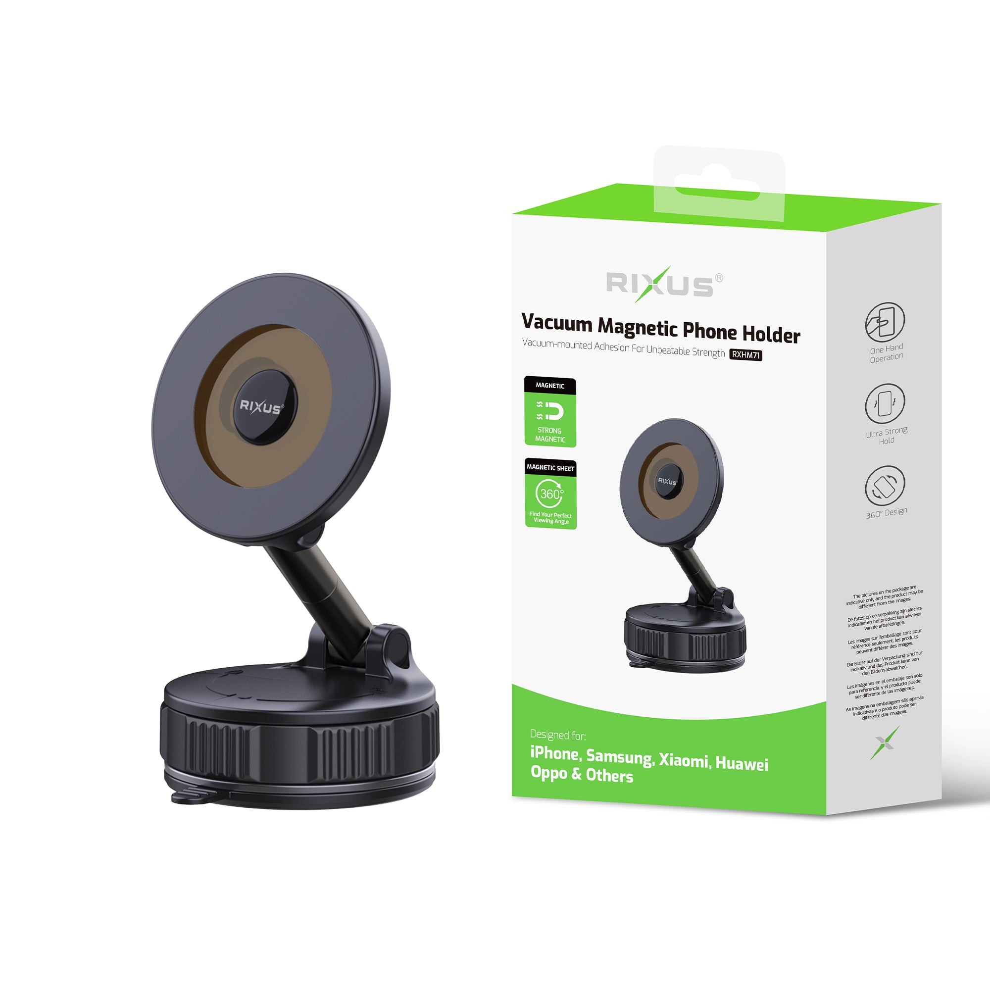 Rixus RXHM71 Vacuum Magnetic Phone Holder Black – Bild 4