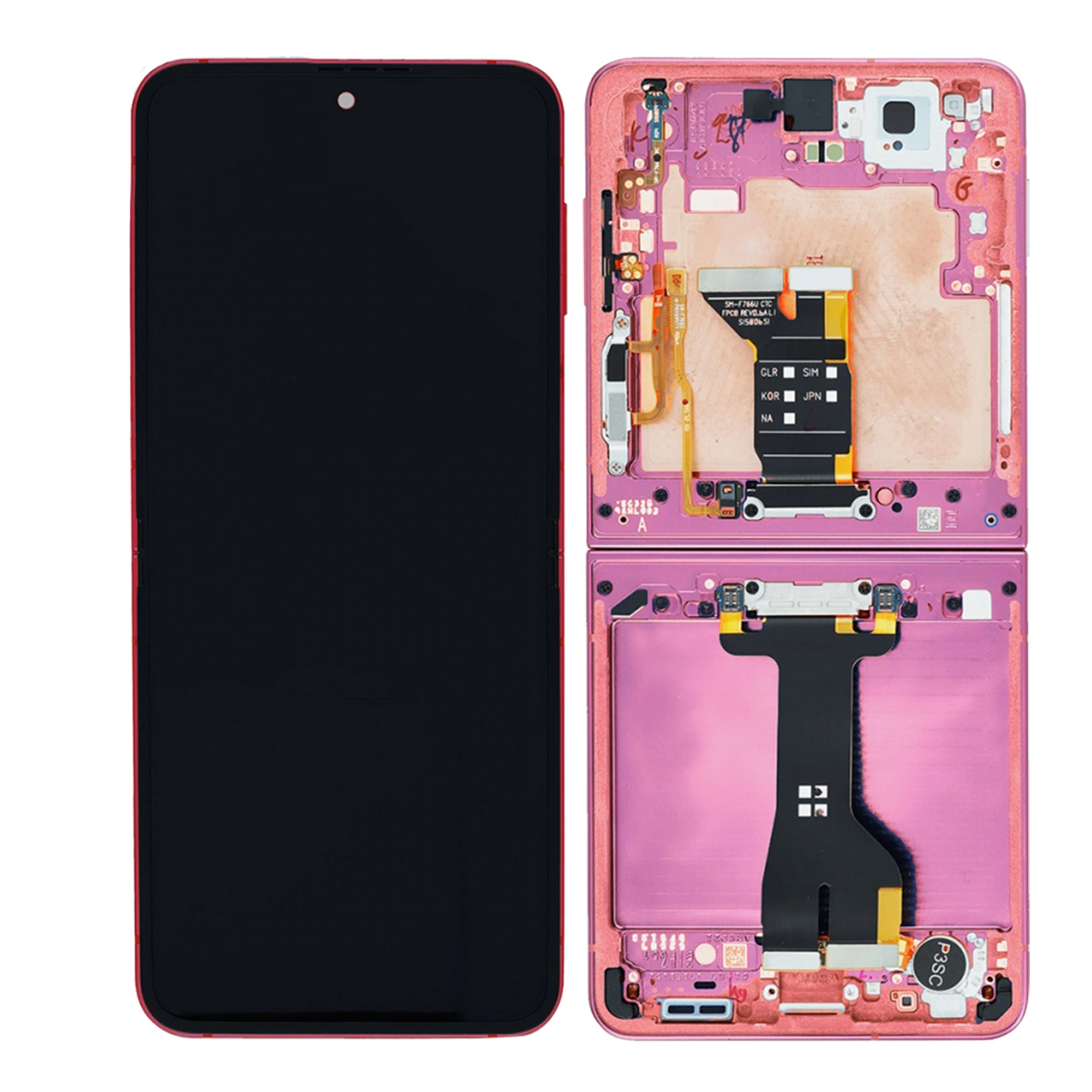 Samsung Galaxy Z Flip7 Main F766B Original Service Pack Display Rahmen Coral Red – Bild 4