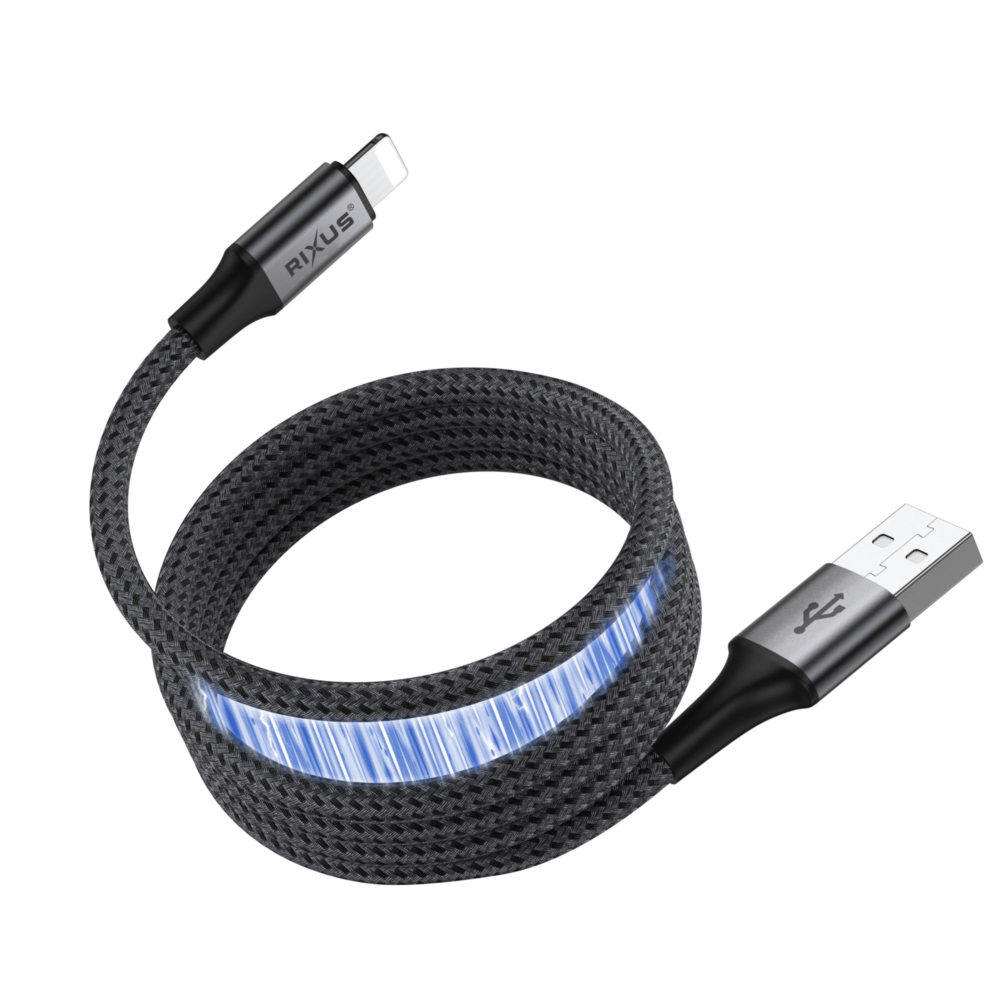 Rixus RXUC66AL Magnetic Charging Cord USB-A To Lightning Anschluss 1m 10W Black – Bild 3