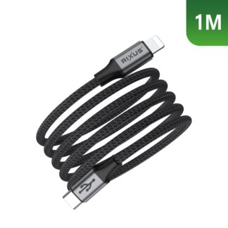Rixus RXUC66L Magnetic Charging Cord USB-C To Lightning Anschluss 1m 18W Black