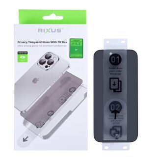 Rixus Privacy Panzerglas mit Fit Box für Apple iPhone 17