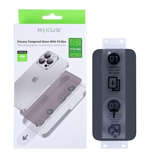 Rixus Privacy Panzerglas mit Fit Box für Apple iPhone 15 Pro Max