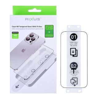 Rixus Clear HD Panzerglas mit Fit Box für Apple iPhone 16
