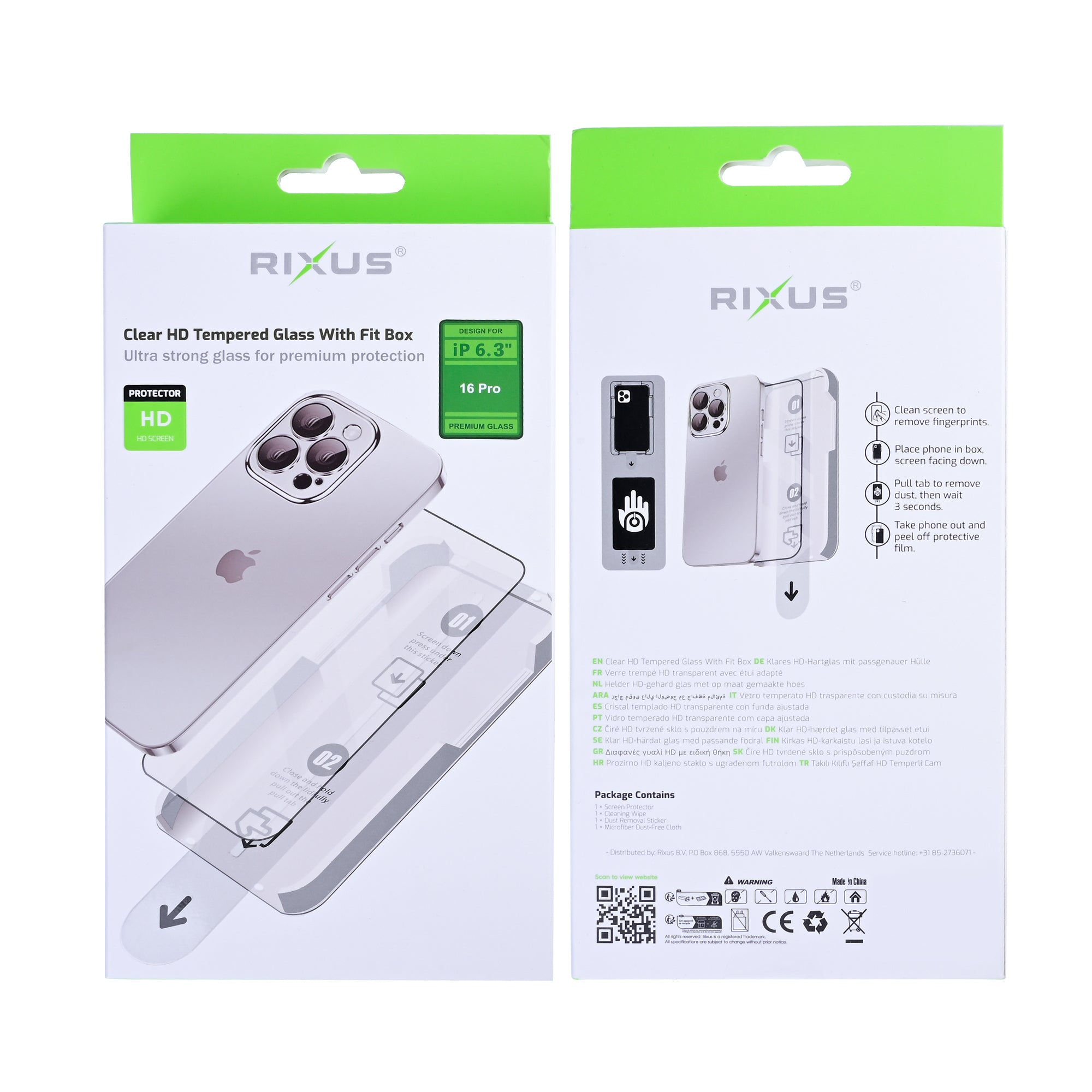 Rixus Clear HD Panzerglas mit Fit Box für Apple iPhone 16 Pro – Bild 2