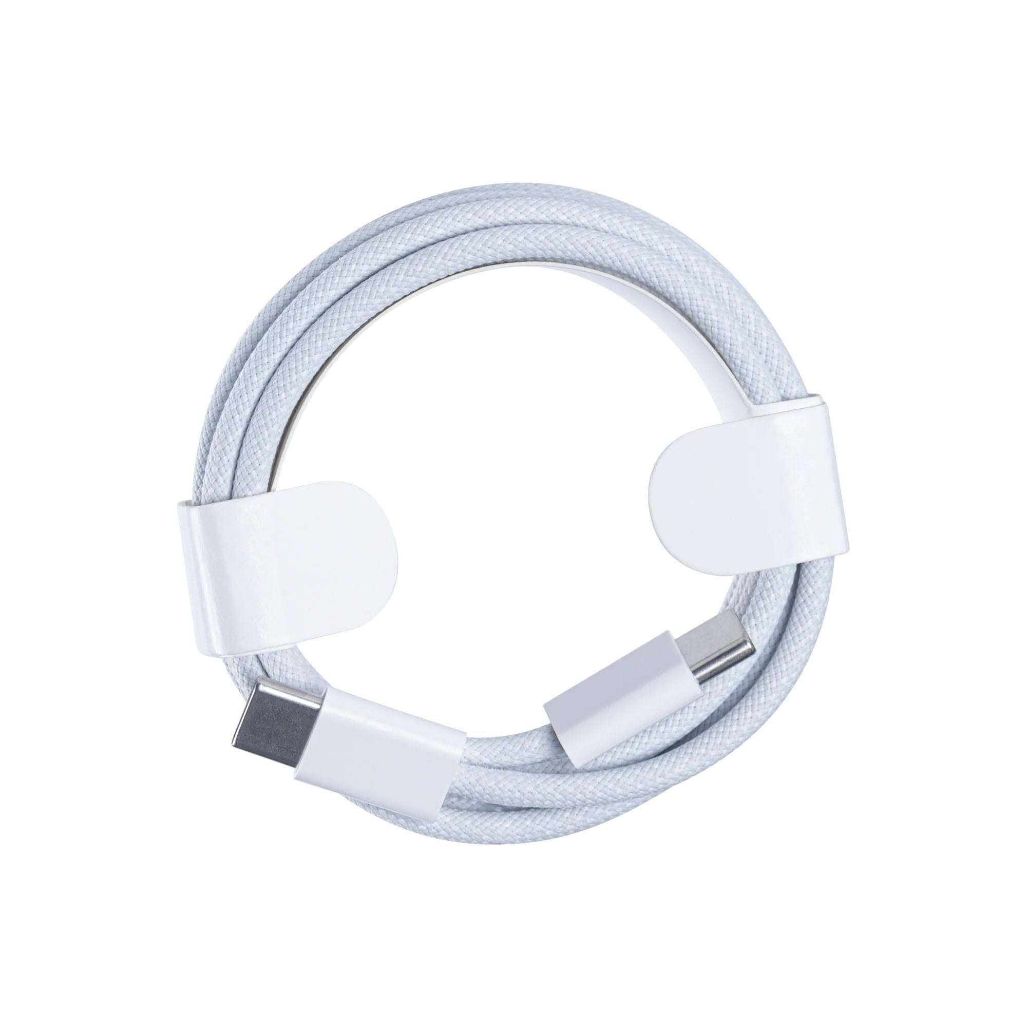 Für Apple iPhone 15 Series, 16 Series, 17 Series USB-C To USB-C Woven Kabel 100cm 60W White Bulk (Round Fold)