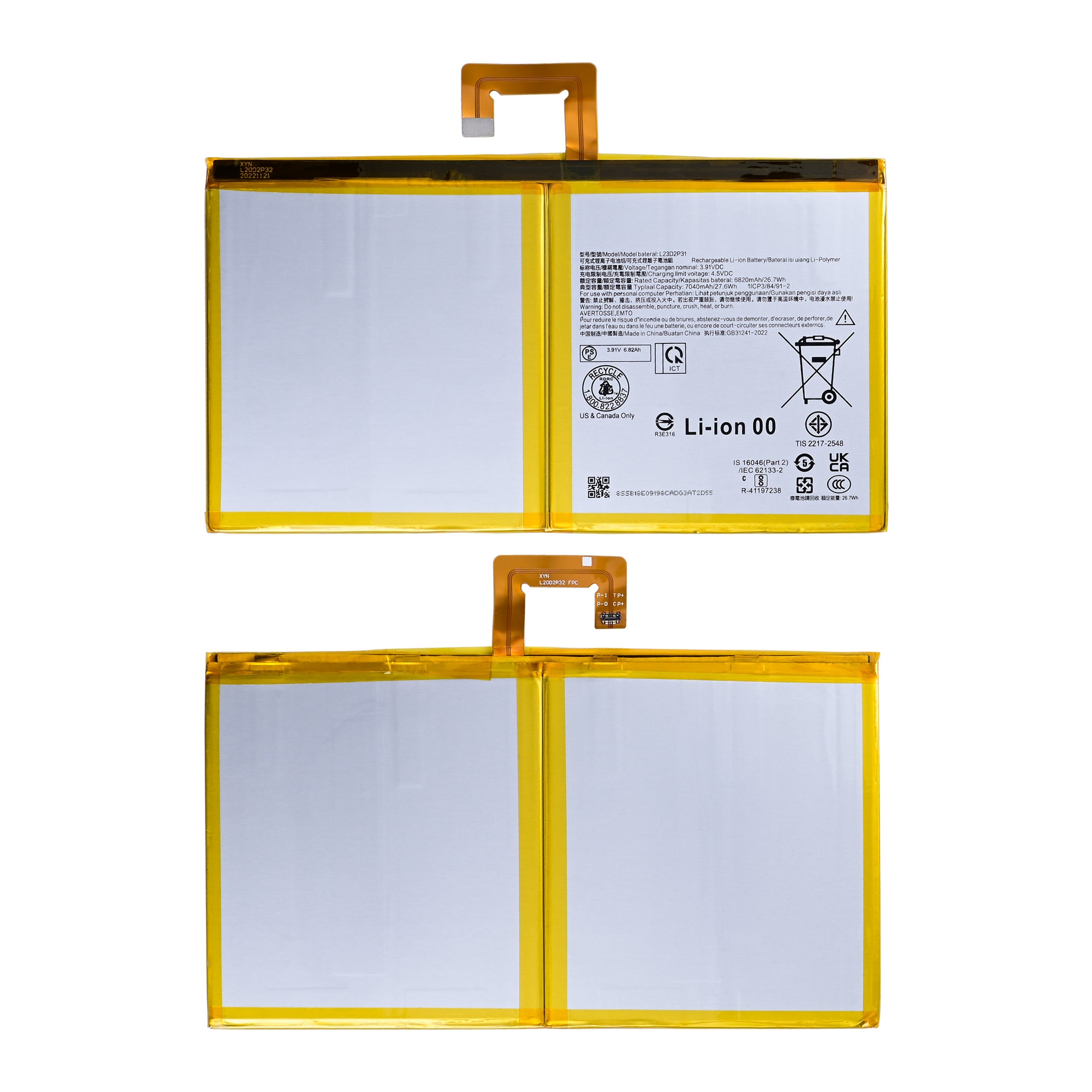 Lenovo Tab M11 TB330FU, TB330KU Akku L23D2P31 OEM – Bild 3