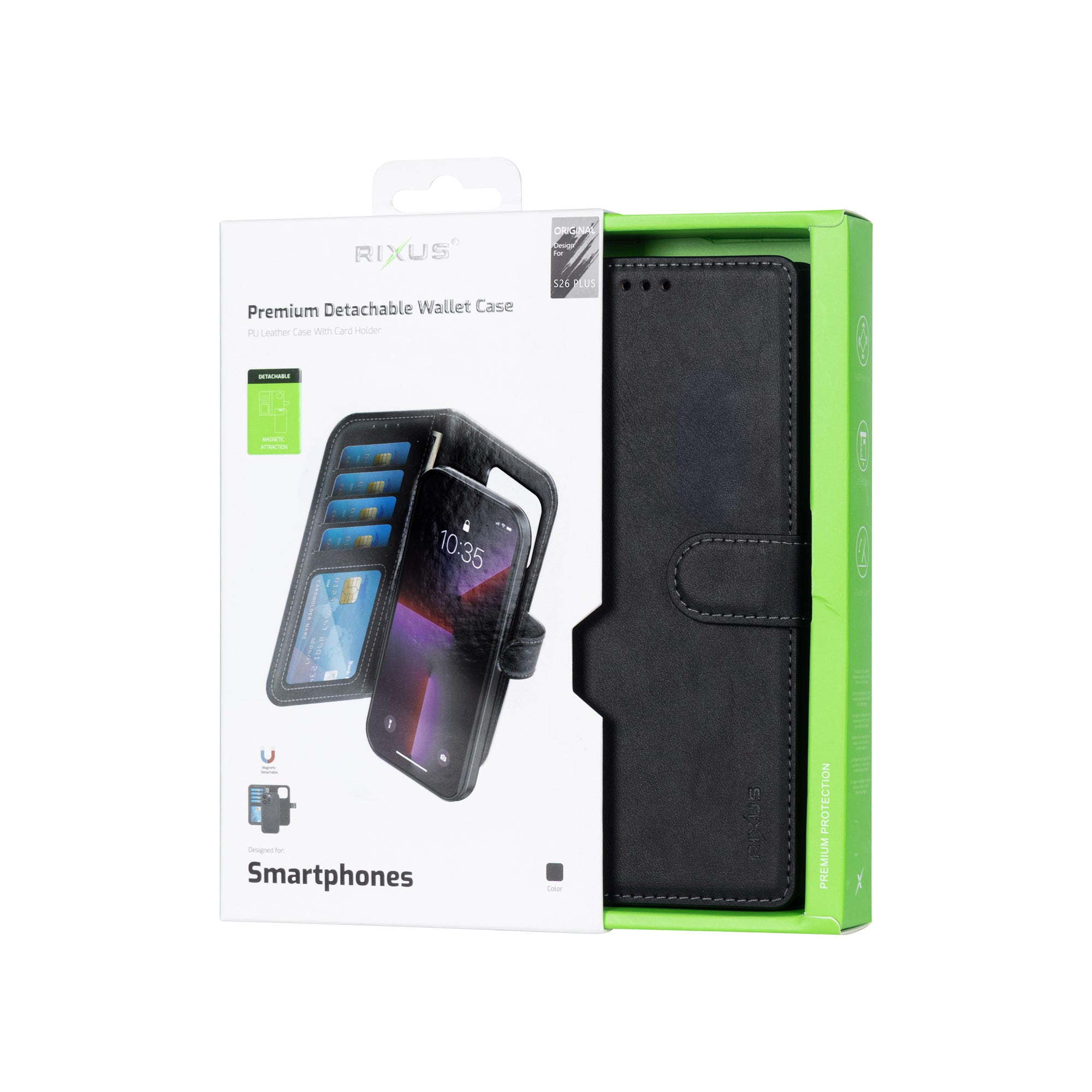Rixus Duo Magnetic Detachable Wallet für Samsung Galaxy S26 Plus Black