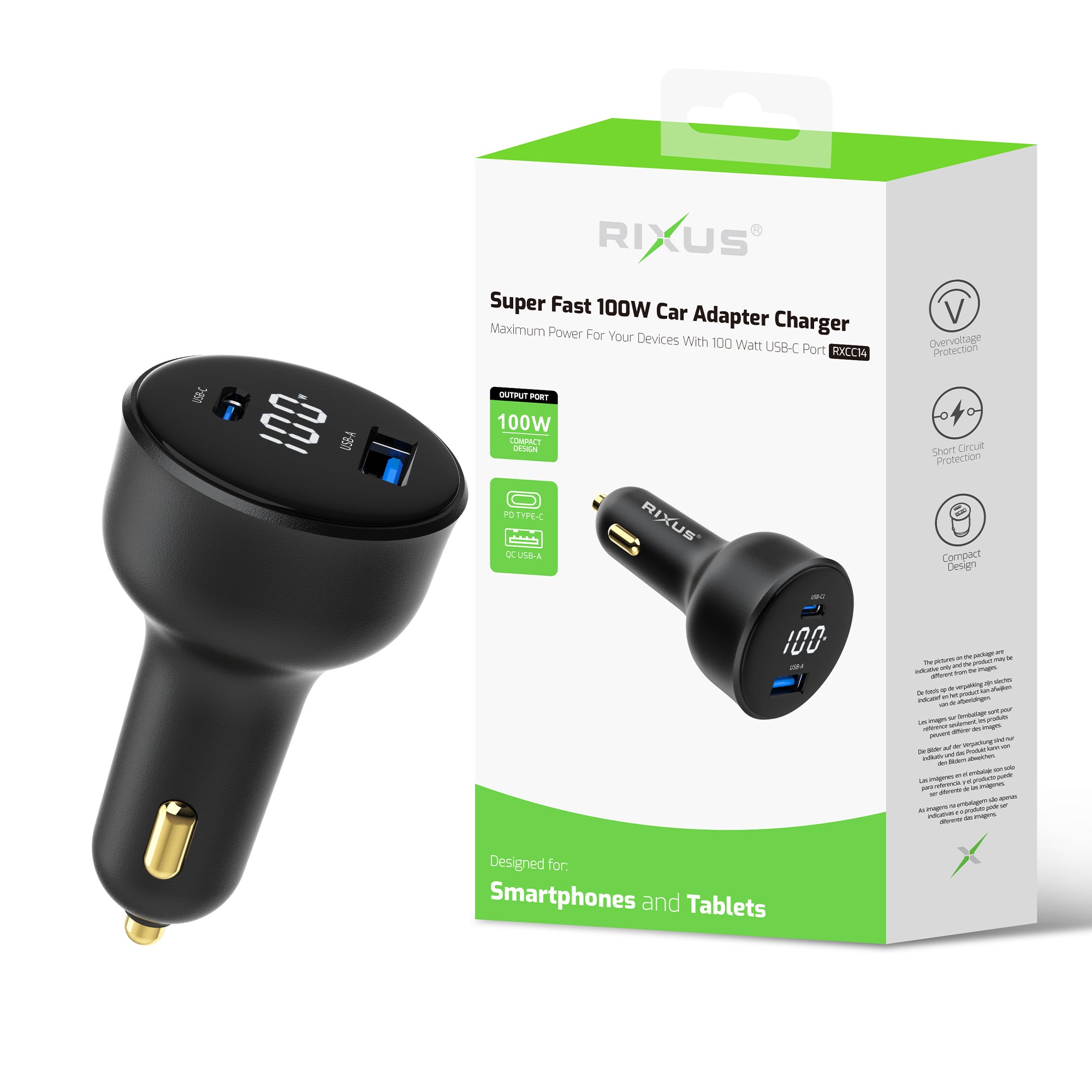Rixus RXCC14 Car Charger 100W Black – Bild 4