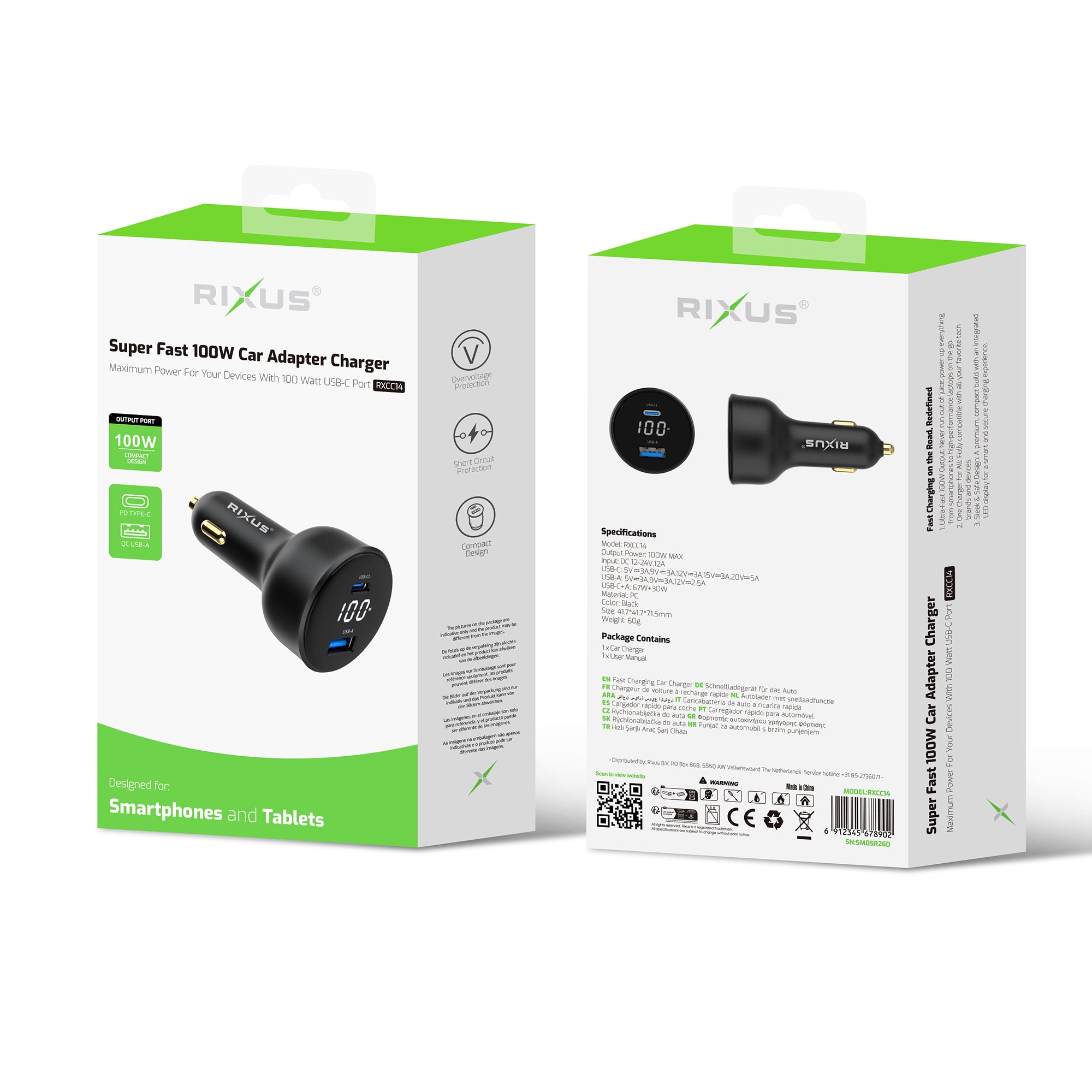 Rixus RXCC14 Car Charger 100W Black – Bild 5