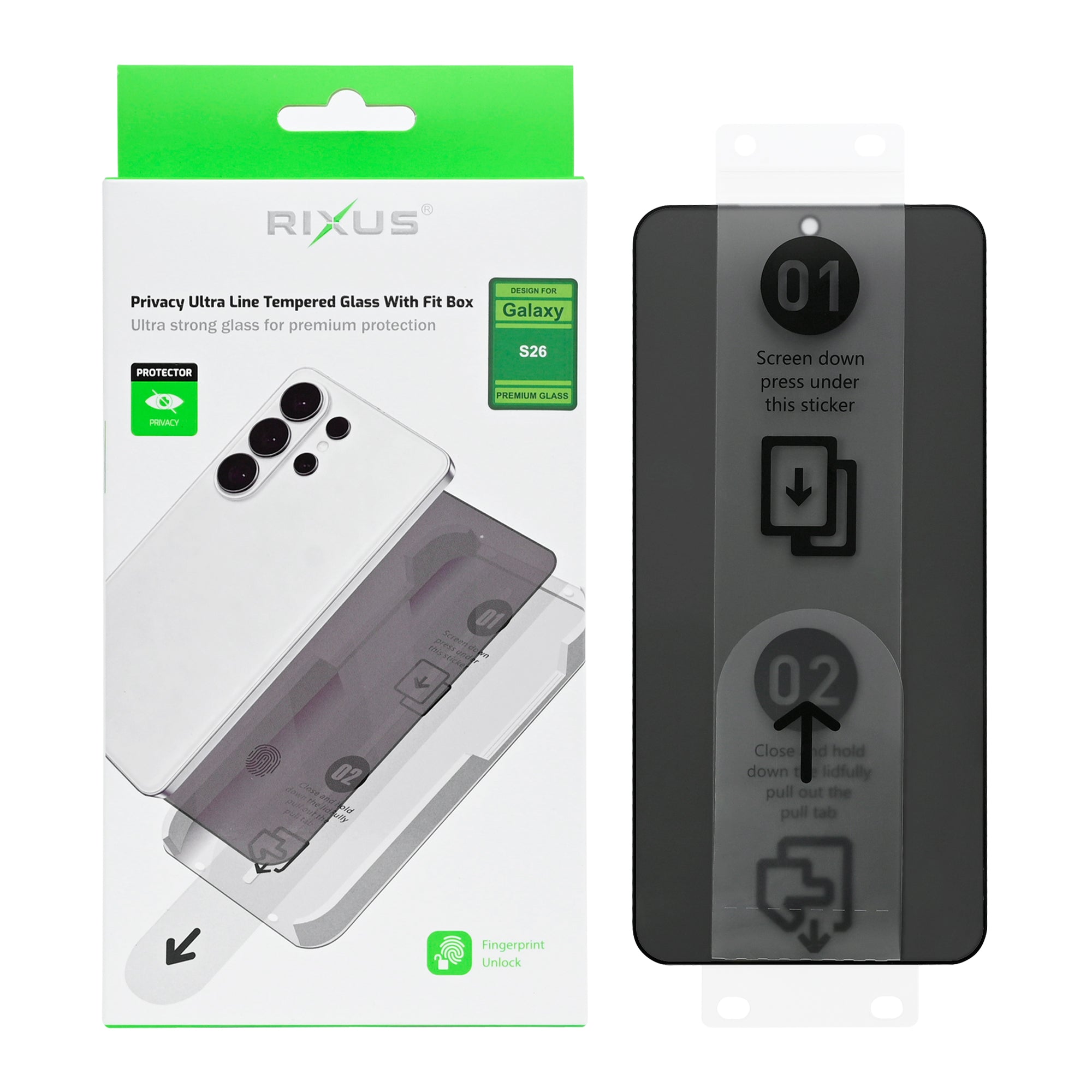 Rixus Privacy Ultra Line Panzerglas mit Fit Box für Samsung Galaxy S26 – Bild 2