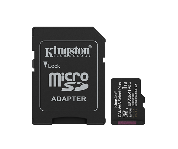 Kingston 1TB Canvas Select Plus MicroSD Memory Card 100R A1 C10 Card mit Adapter Black