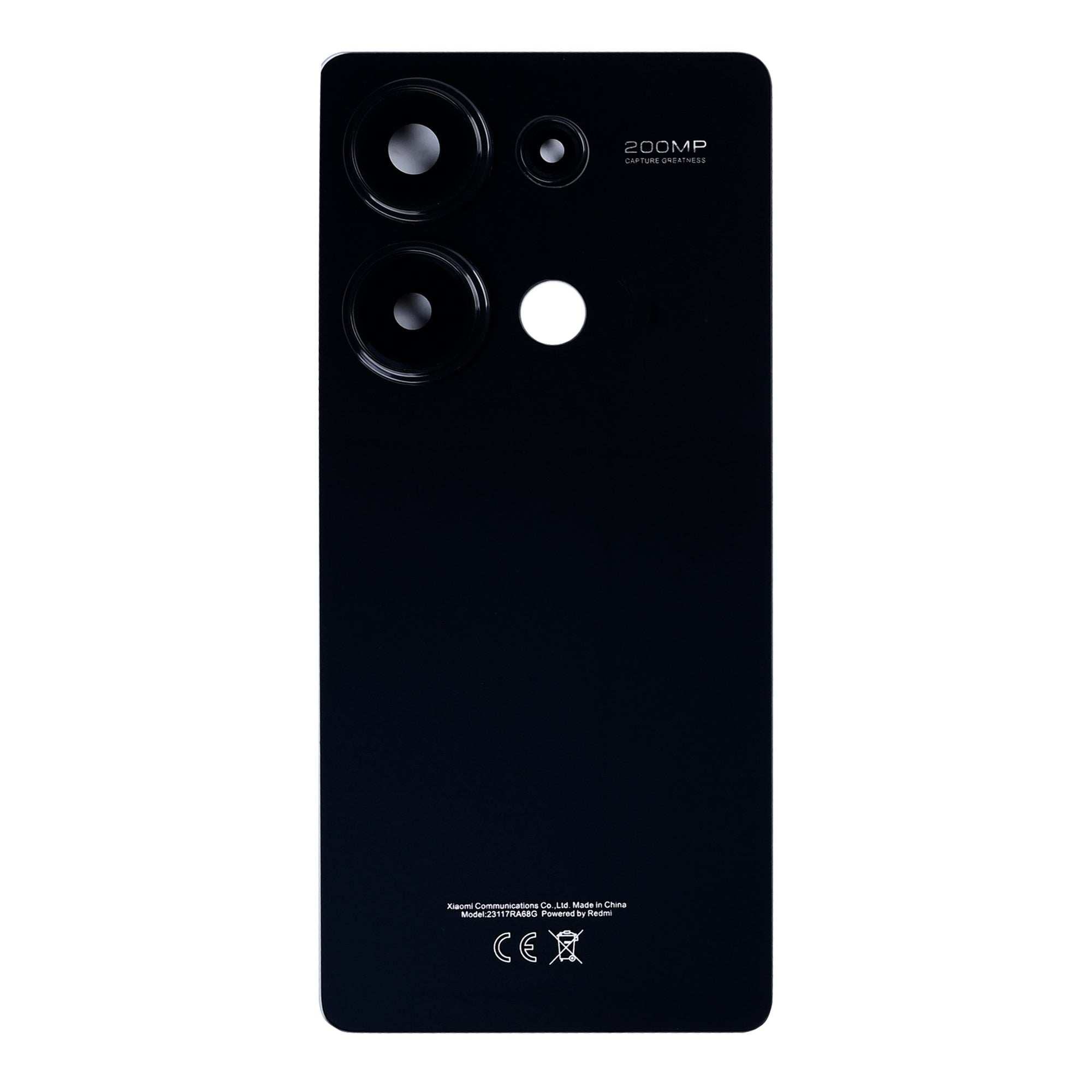Akkudeckel mit Kameraglas für Xiaomi Redmi Note 13 Pro 4G 23117RA68G Schwarz OEM