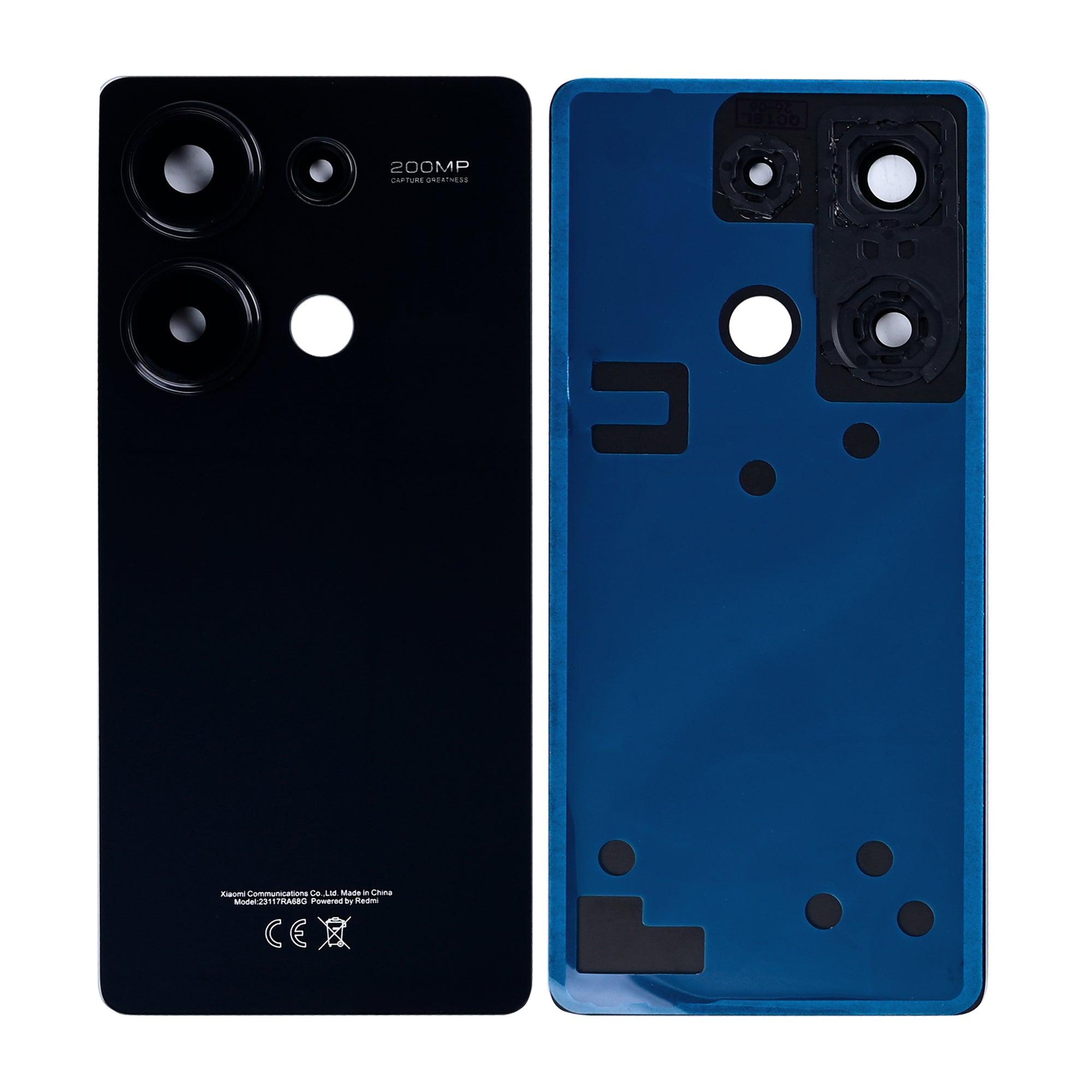 Akkudeckel mit Kameraglas für Xiaomi Redmi Note 13 Pro 4G 23117RA68G Schwarz OEM – Bild 3