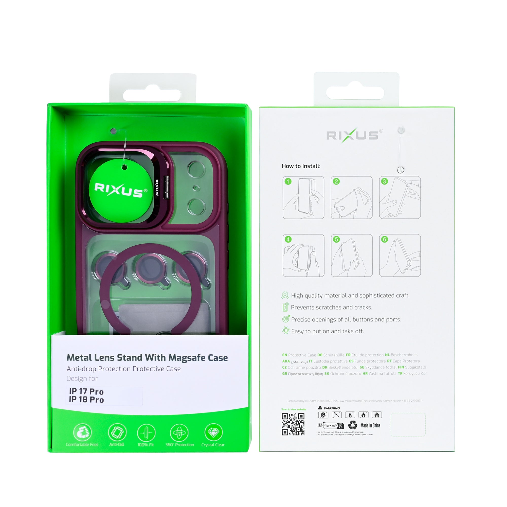 Rixus Classic 03 Hülle mit MagSafe kompatibel für Apple iPhone 17 Pro, 18 Pro Dunkelpink – Bild 5