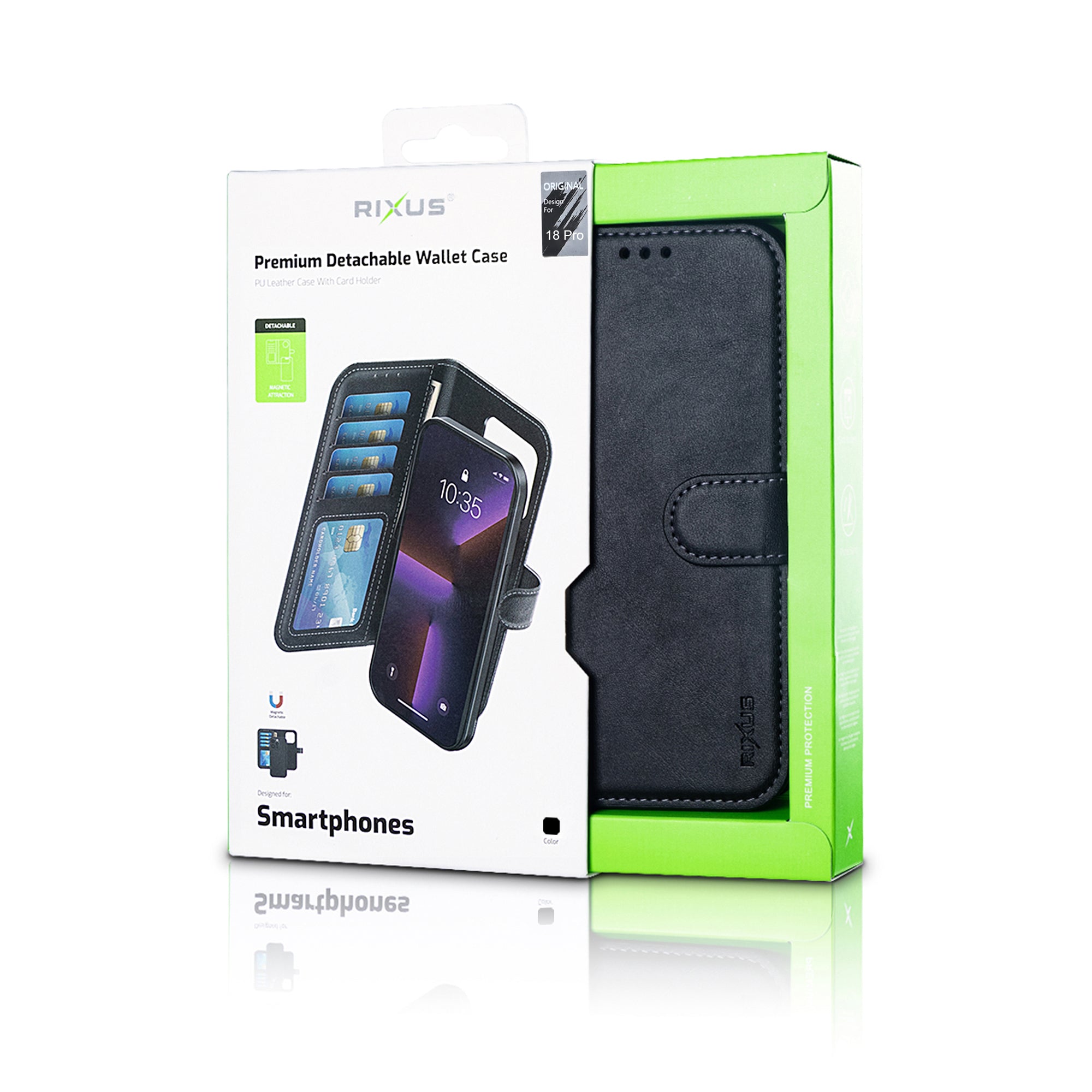 Rixus Duo magnetische abnehmbare Wallet-Hülle für Apple iPhone 17 Pro, 18 Pro Schwarz – Bild 5