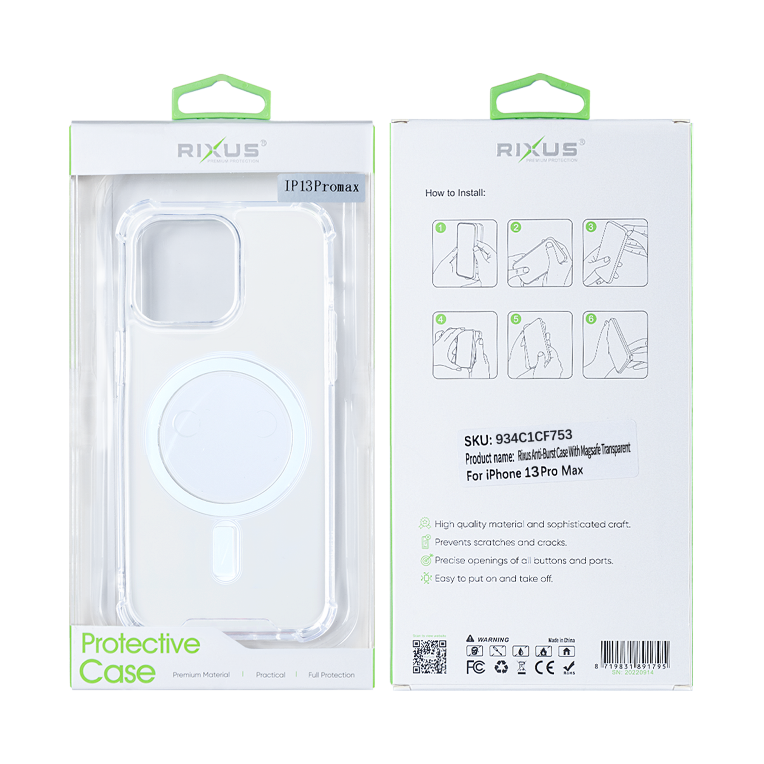 Rixus Anti-Burst Hülle mit MagSafe kompatibel für Apple iPhone 13 Pro Max Transparent – Bild 4