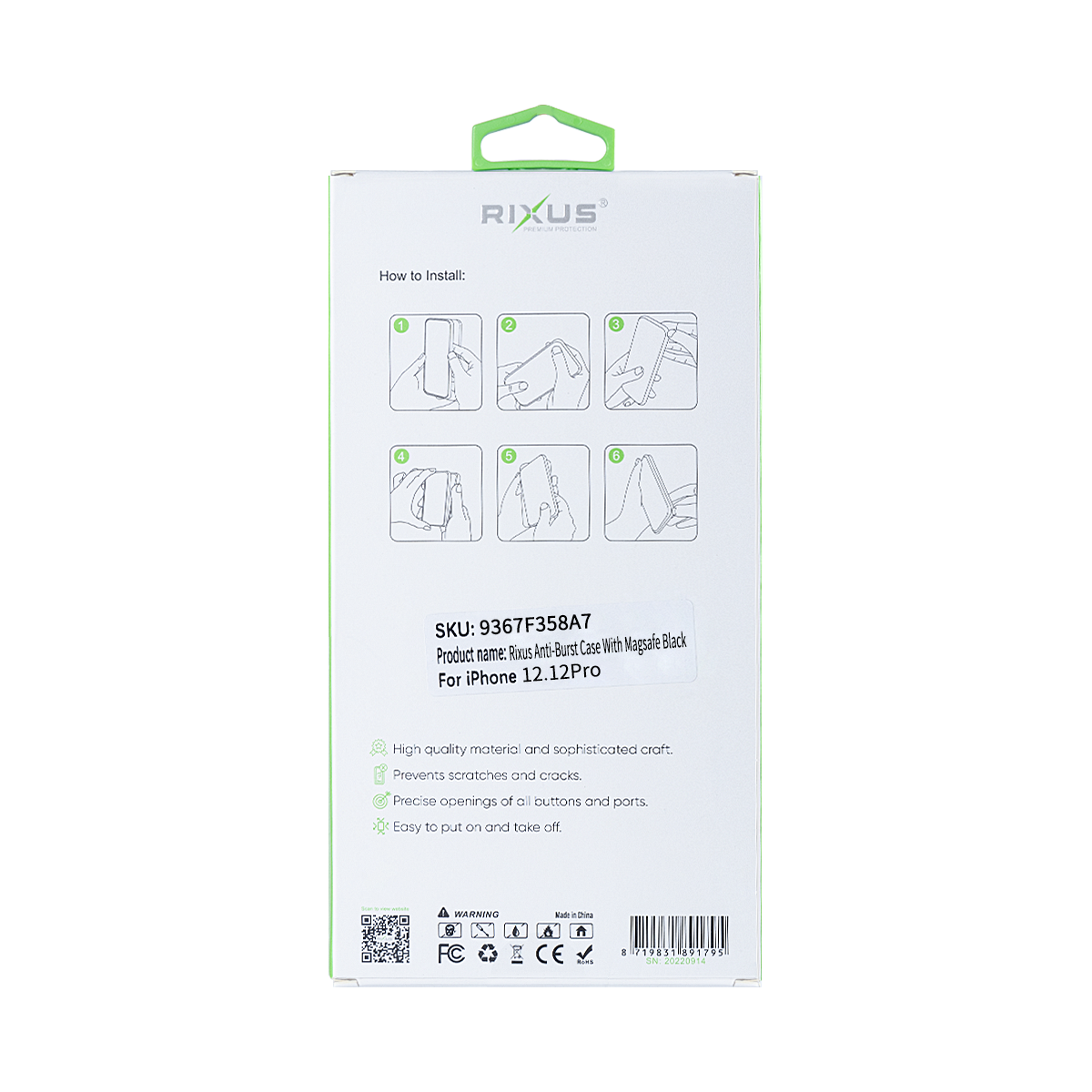 Rixus Anti-Burst Hülle mit MagSafe kompatibel für Apple iPhone 12, 12 Pro Black – Bild 5