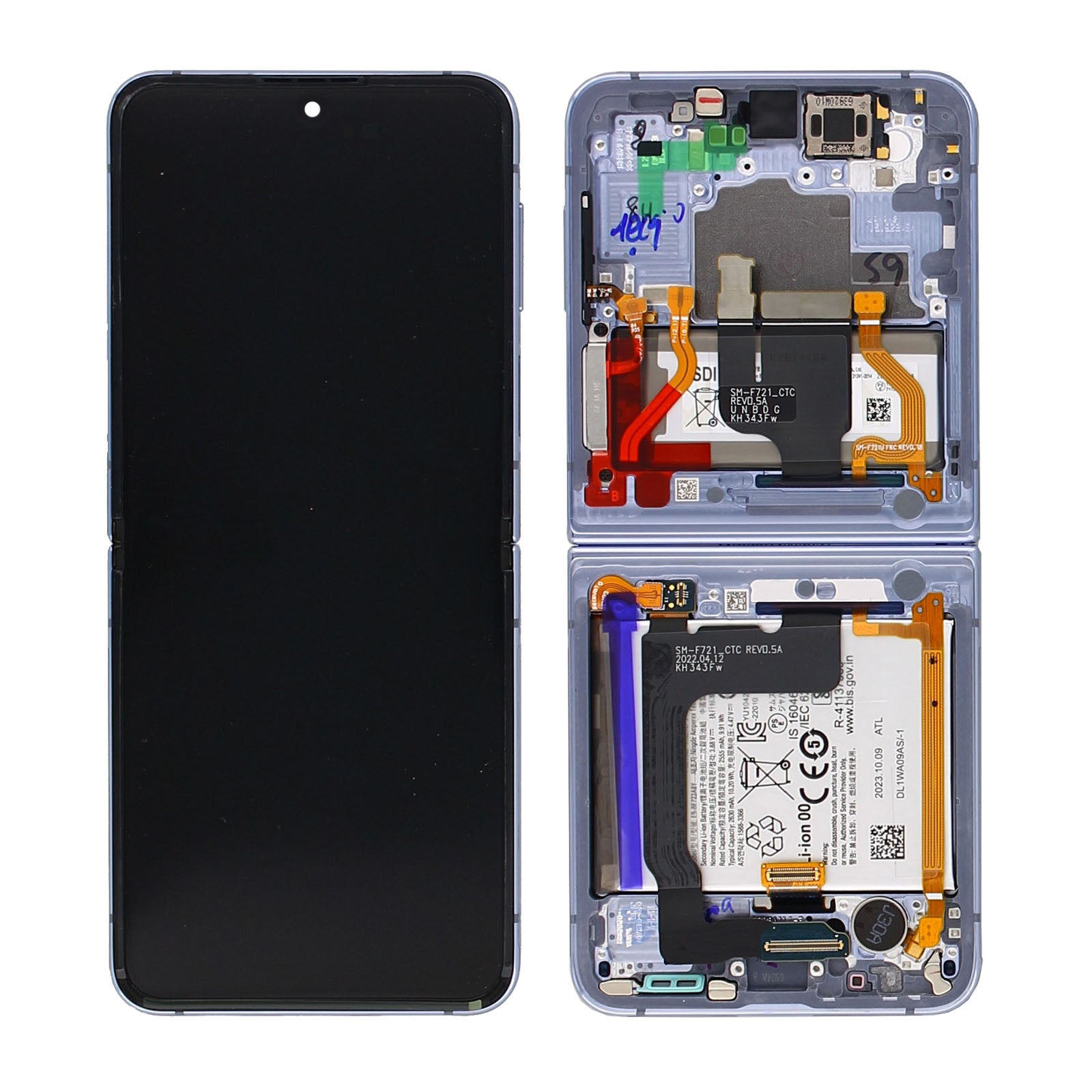 Samsung Original Service Pack Display Galaxy Z Flip4 Main F721B mit Rahmen Blue – Bild 5