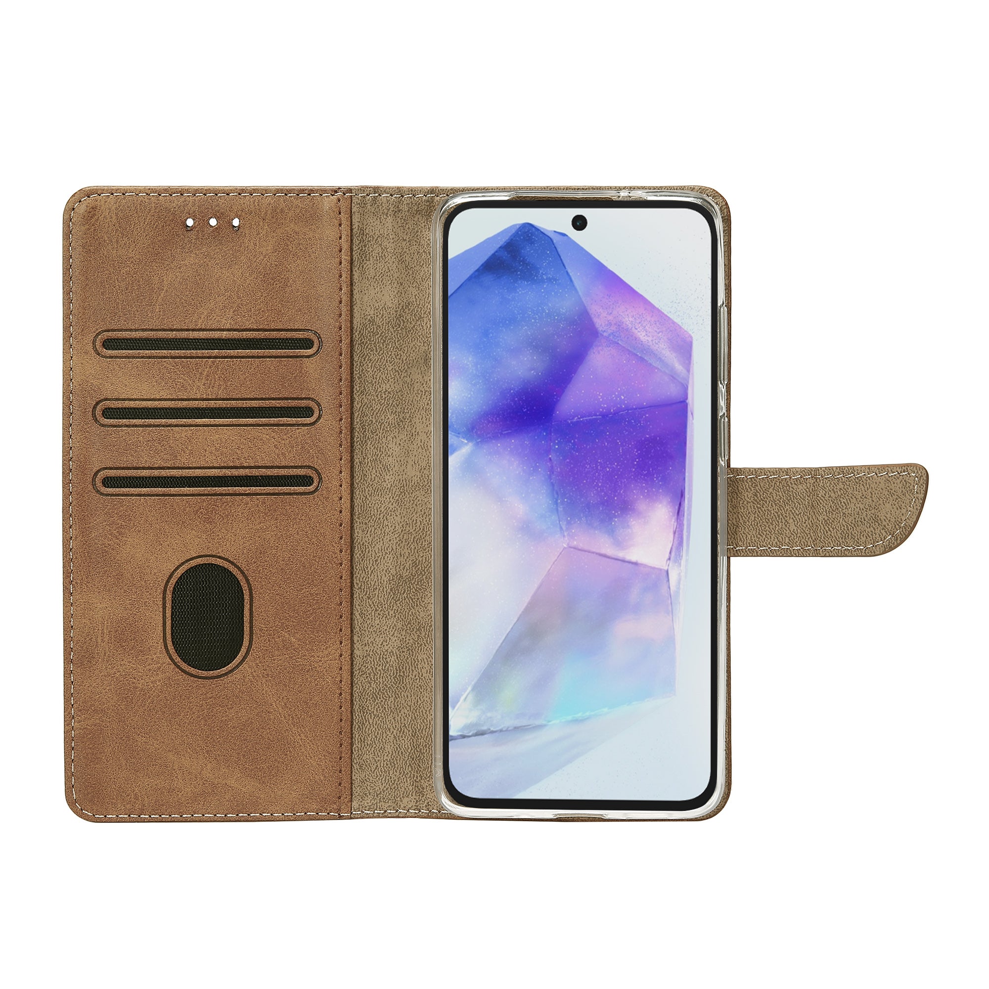 Rixus Buchhülle für Samsung Galaxy A55 5G Light Brown – Bild 5